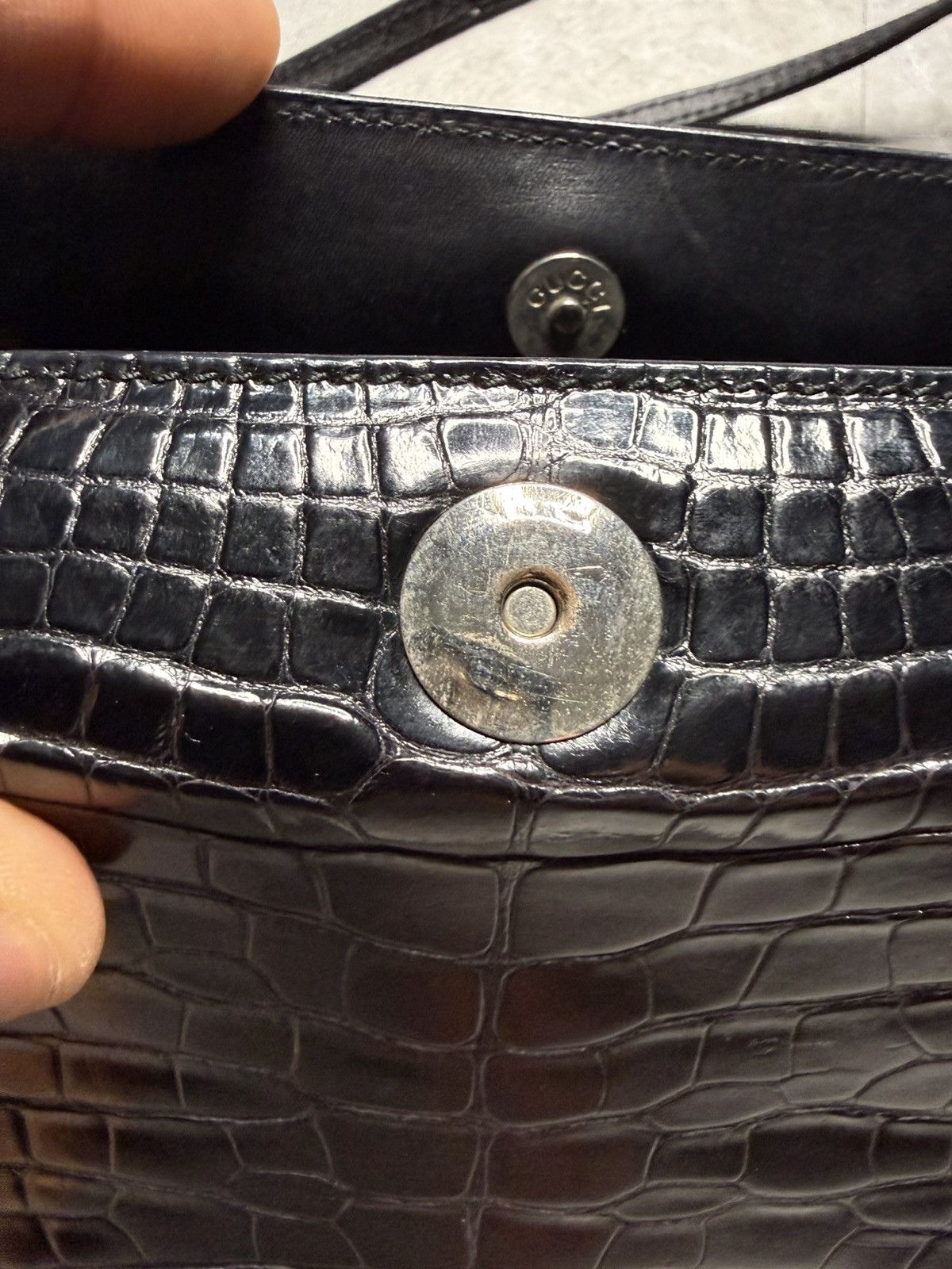 Gucci Gucci By Tomford 2 Way Croc Embossed Leather Bag Size ONE SIZE - 10 Thumbnail