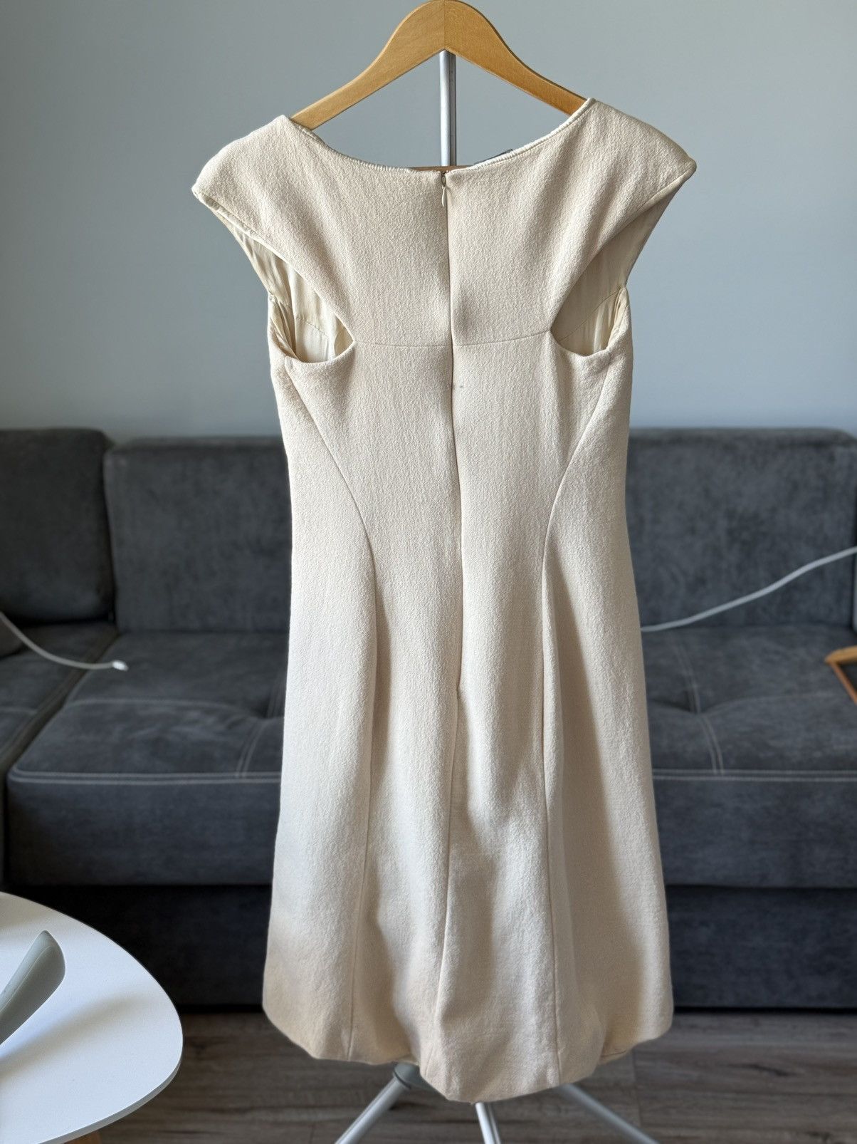 Bottega Veneta RRP $1,900+ Bottega Veneta White Wool Silk Blend Midi Dress Size S / US 4 / IT 40 - 8 Thumbnail