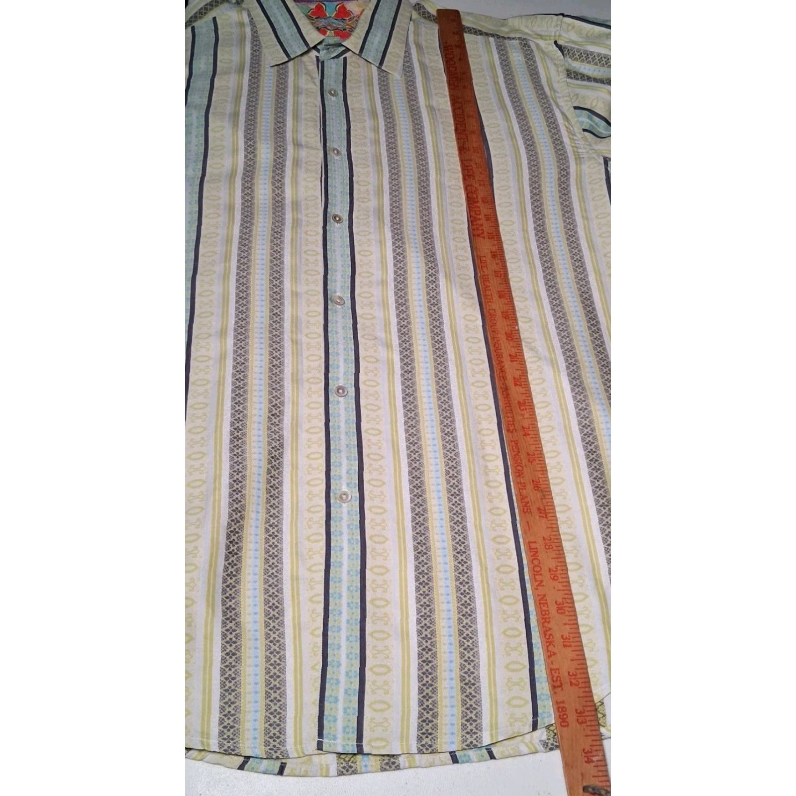 Robert Graham Robert Graham Shirt Men 3XL Blue Floral Long Sleeve Button Up Flip Cuff Silk Trim Collared Spread Pattern: Striped - Big & Tall Mens Apparel Size US XXL / EU 58 / 5 - 5 Thumbnail