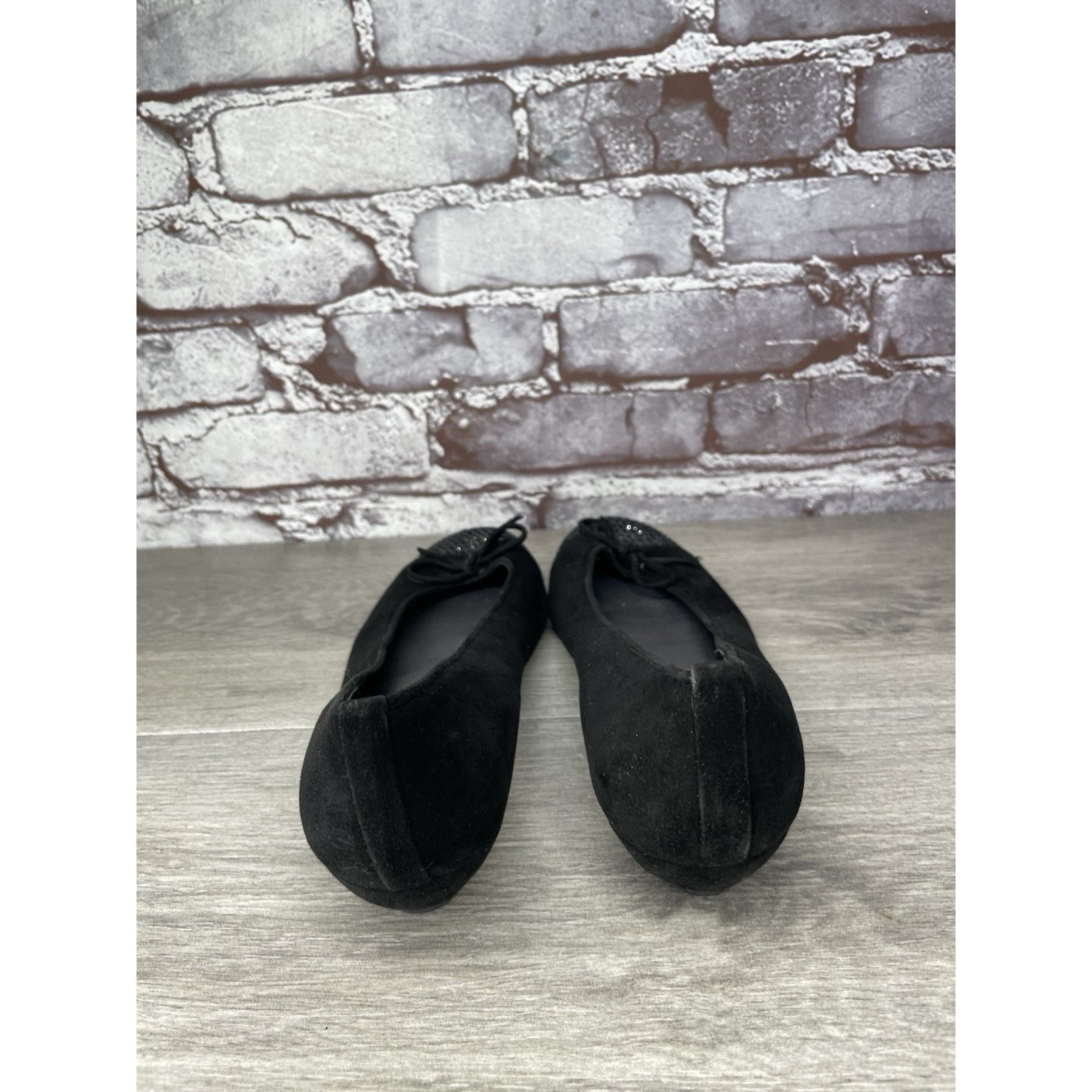 Stuart Weitzman Stuart Weitzman Black Suede Rhinestones Bow Ballet Flats Wom Size US 7.5 / IT 37.5 - 4 Thumbnail
