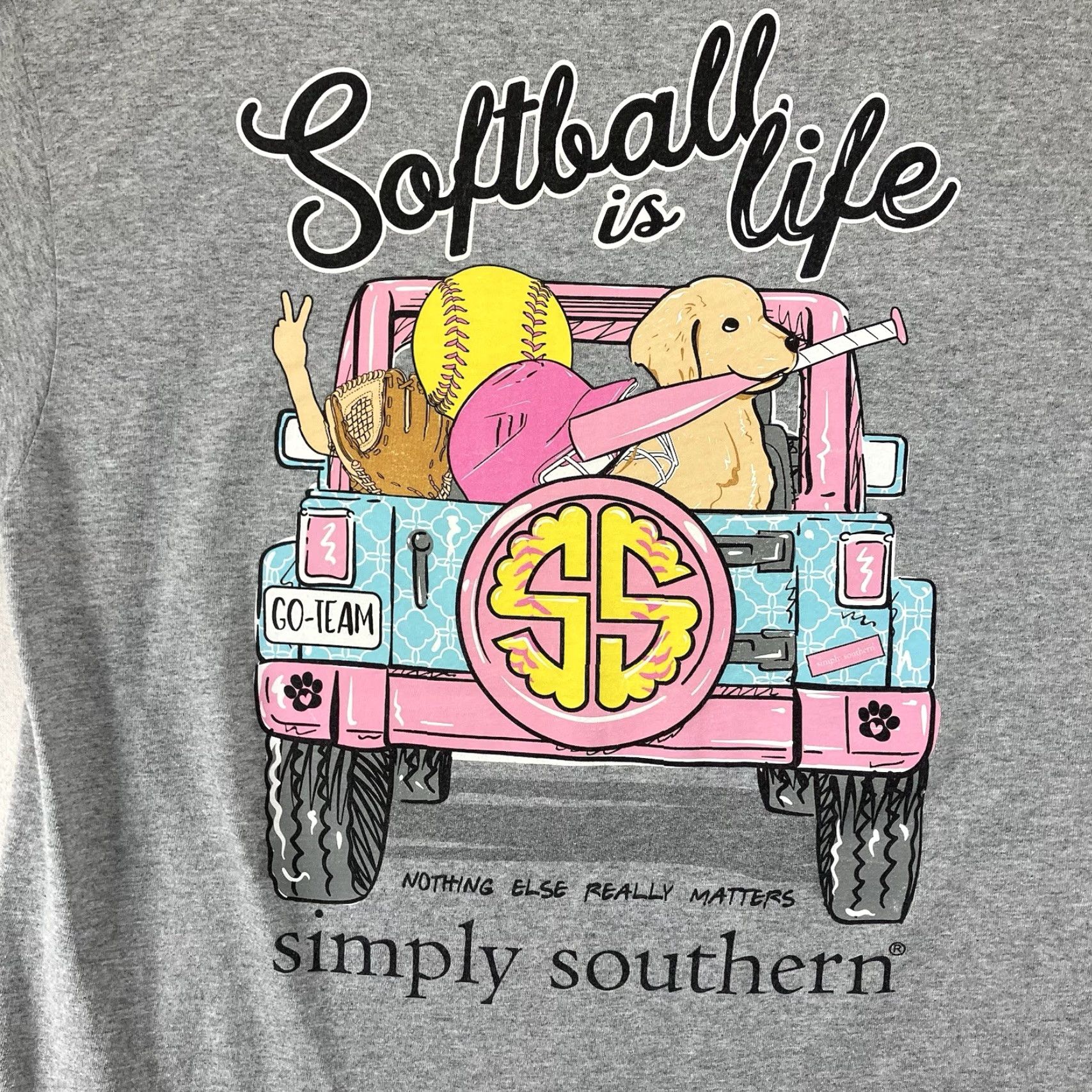 Jeep Women's Simply Southern Shirt XL Blessed Softball Is Life Jeep Puppy Colorful Size XL / US 12-14 / IT 48-50 - 3 Thumbnail