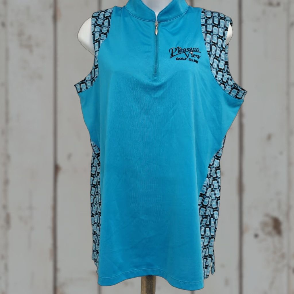 Vintage Bermuda Sands XP Golf Shirt Women's L Sleeveless Blue/Black Pleasant View UPF 50 Shirt Polo Golf Women Made in Guatemala Size L / US 10 / IT 46 - 1 Thumbnail