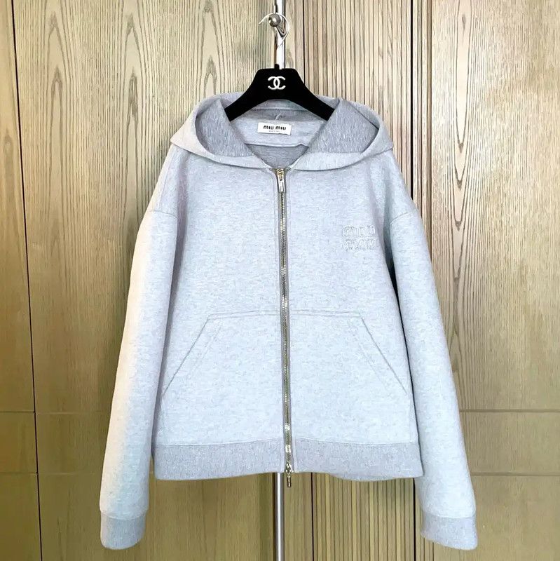 Miu Miu Miu Miu Grey Cotton Blend Printed Jacket 0089 Size S / US 4 / IT 40 - 1 Thumbnail