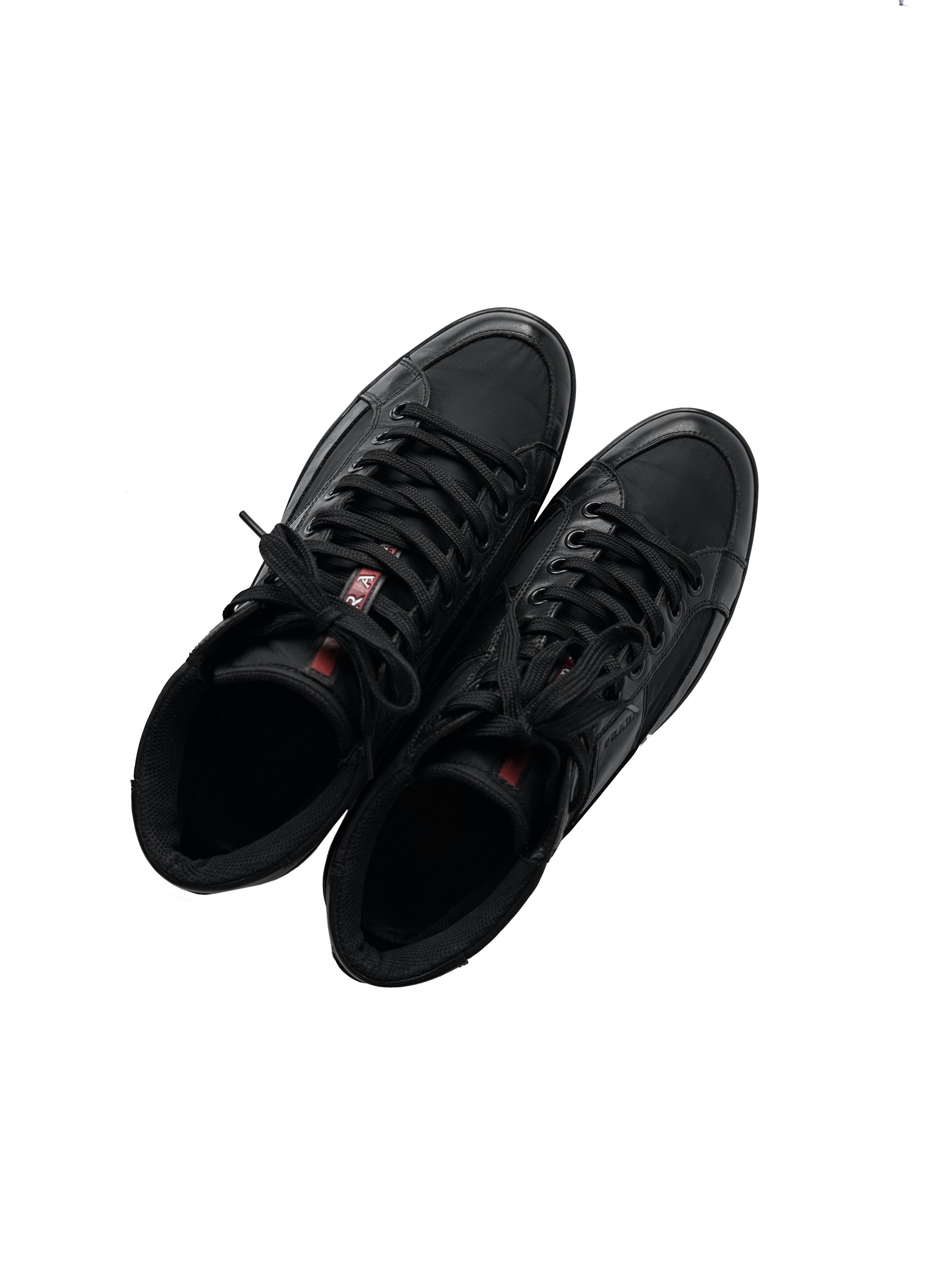 Prada Prada black leather/nylon hitop sneakers Size US 8 / EU 41 - 2 Thumbnail