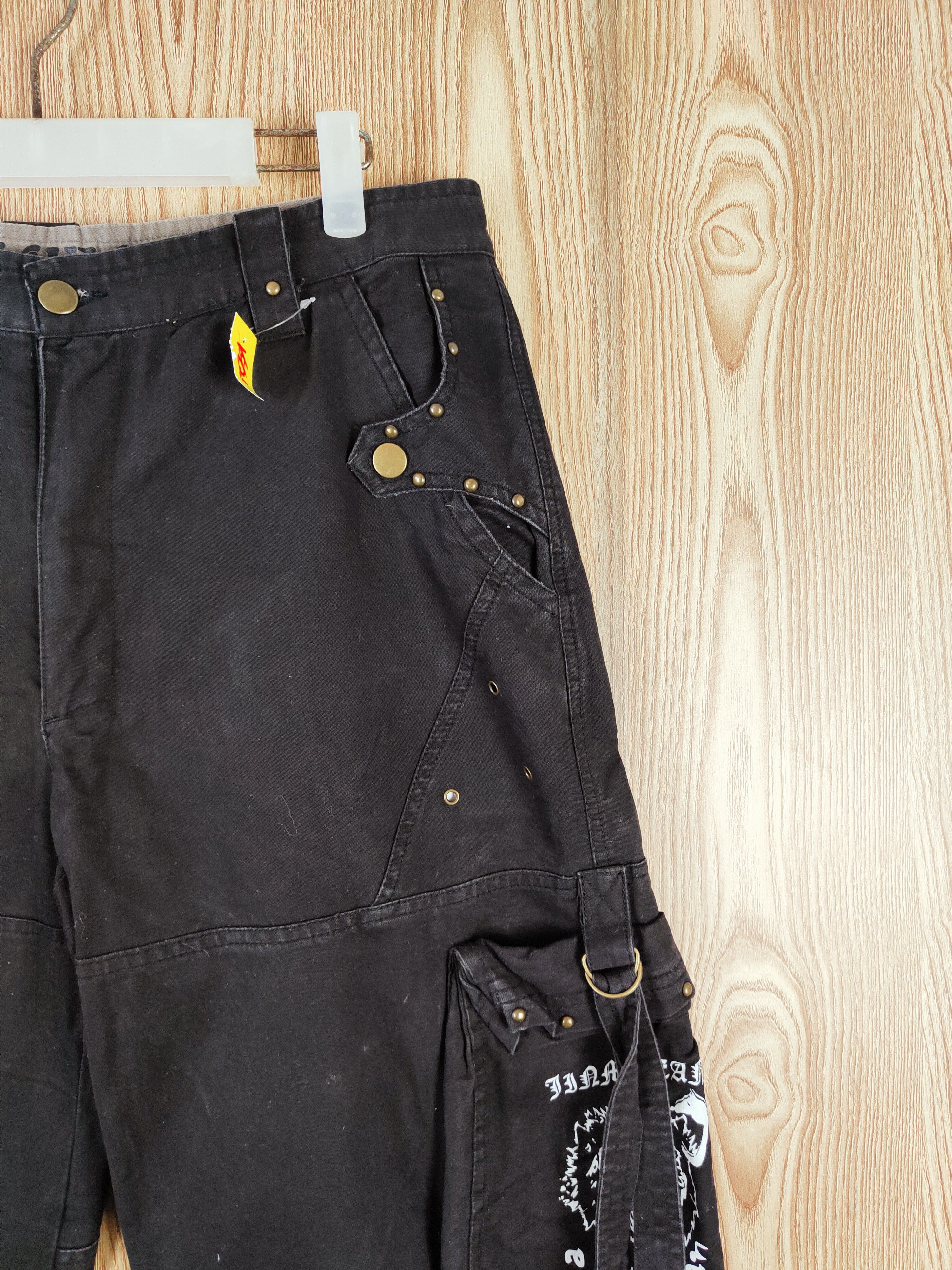 Japanese Brand DL JinMa Jeans Black Multipocket Tactical Cargo Pants #W518 Size US 32 / EU 48 - 5 Thumbnail