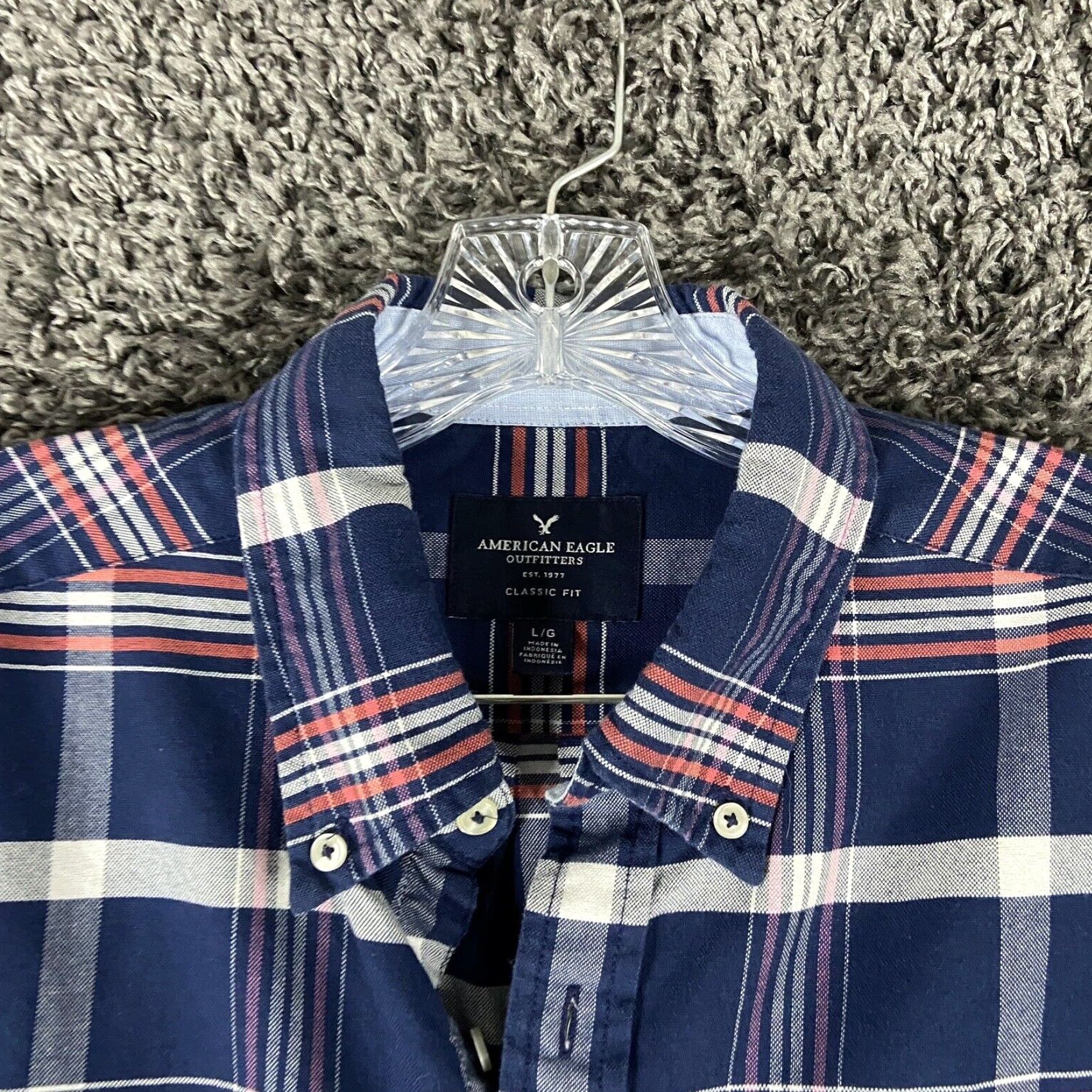 American Eagle Outfitters American Eagle Shirt Adult Men L Pink Plaid Button-Up Long Sleeve Size US L / EU 52-54 / 3 - 5 Thumbnail