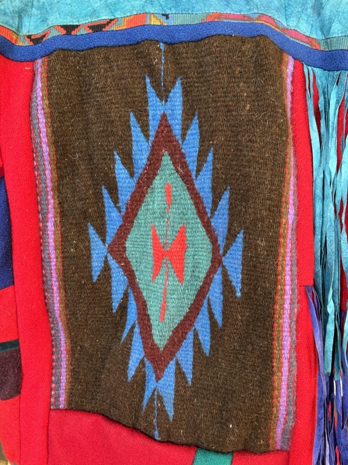 Designer × Vintage Santa Fe Re-creations 90s Suede Patchwork Fringe Jacket Size M / US 6-8 / IT 42-44 - 7 Thumbnail