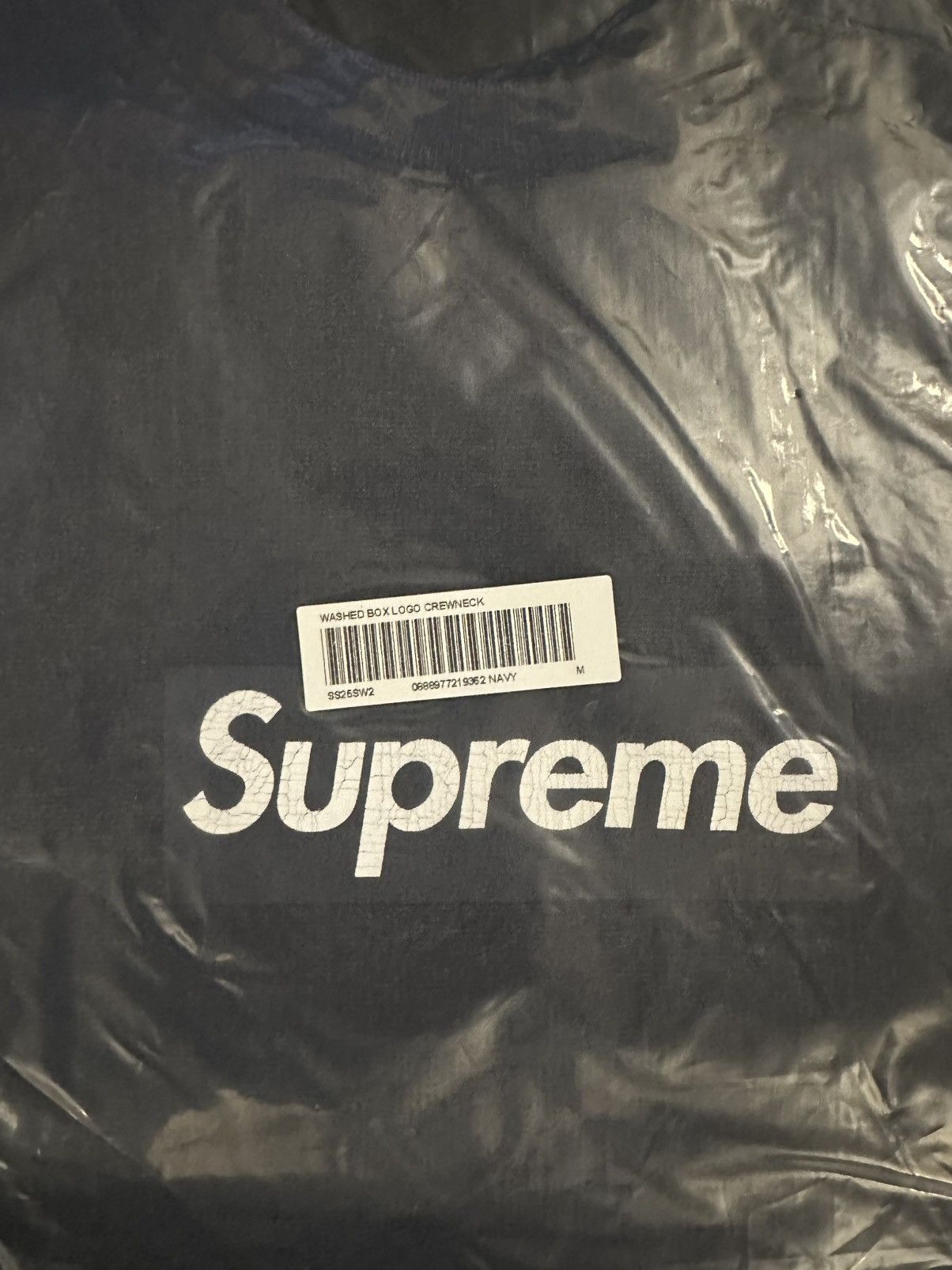 Supreme Supreme Washed Box Logo Crewneck - NAVY - Size M - IN HAND Size US M / EU 48-50 / 2 - 2 Thumbnail