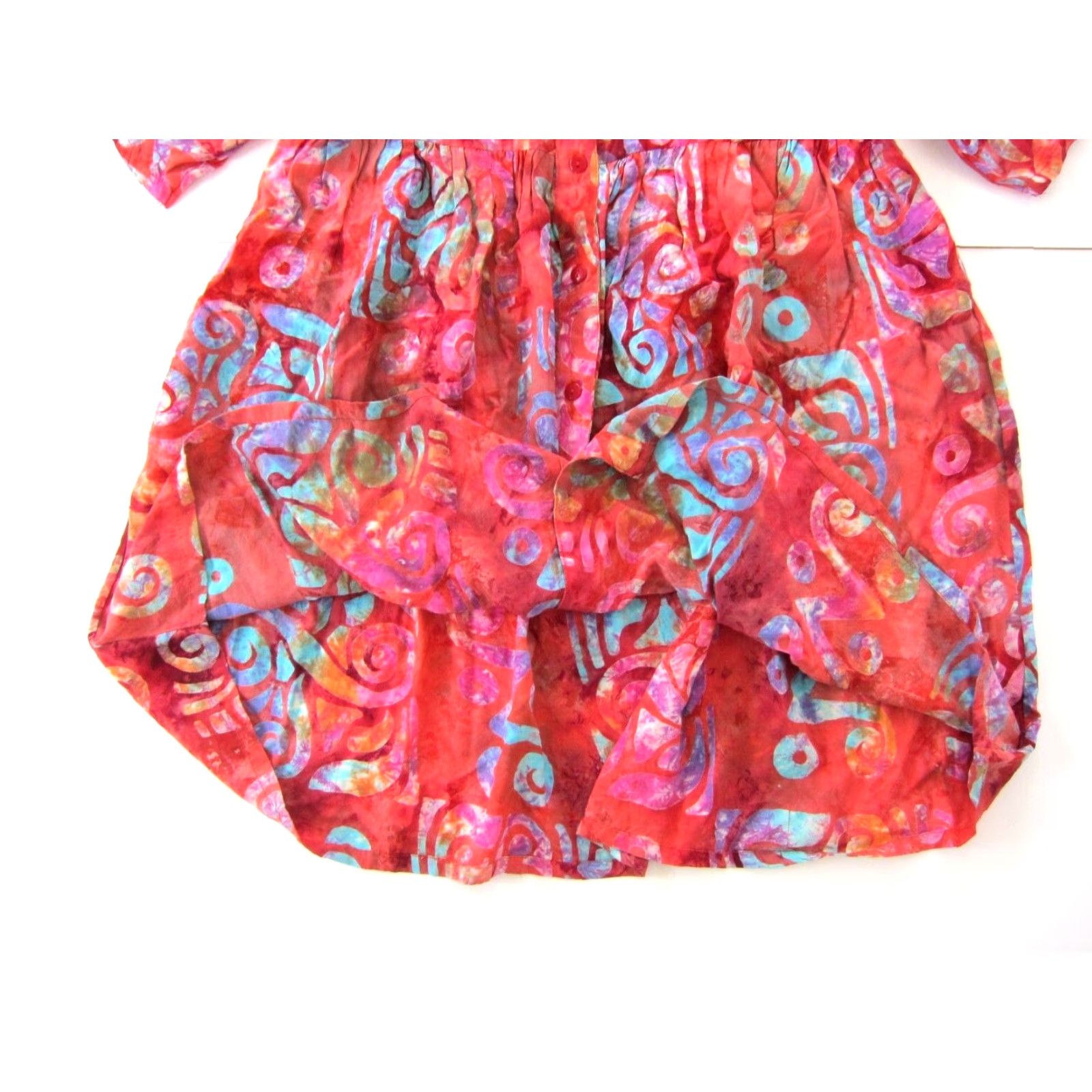 Vintage Vintage Wax Bali Dress Tunic Smock 100% Rayon Pink Blue Tie Dye Short Sleeve M Womens Size 32" / US 10 / IT 46 - 8 Thumbnail