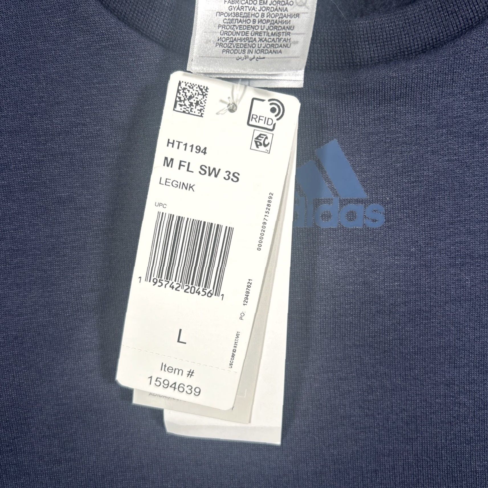 Adidas Adidas Sweatshirt Navy Blue Large Men's Long Sleeve Crew Neck Pullover NWT Regular Fit Size US L / EU 52-54 / 3 - 5 Thumbnail