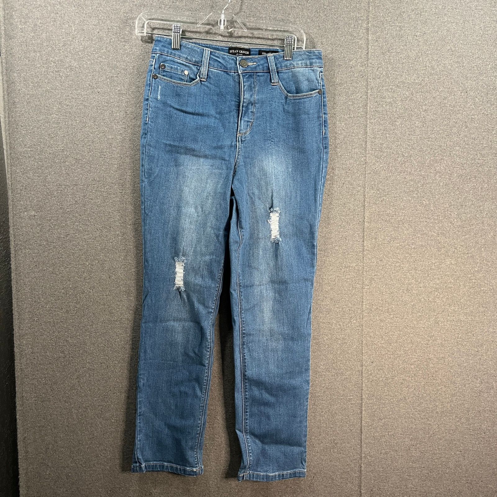 Other Susan Graver Regular Straight Leg Distressed Ankle Jean Size 28" / US 6 / IT 42 - 1 Thumbnail