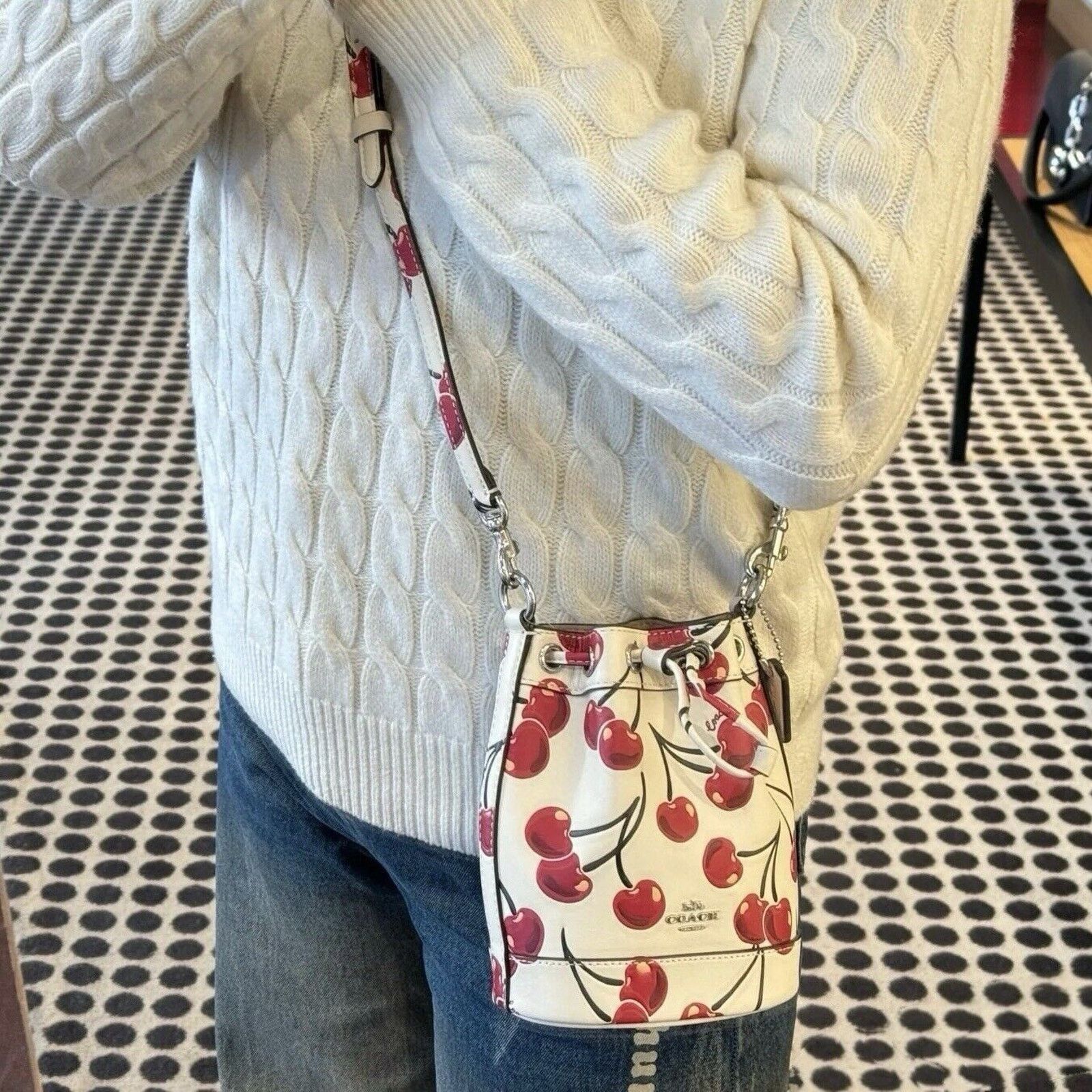 Coach NWT Limited Coach Mini Bucket Bag With Cherry Print CY739 Size ONE SIZE - 3 Thumbnail