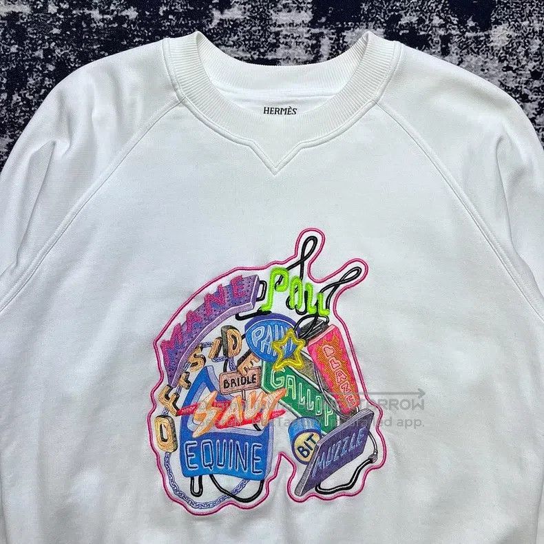 Hermes Hermes Colorful Letter Embroidered Sweatshirt Size S / US 4 / IT 40 - 2 Thumbnail