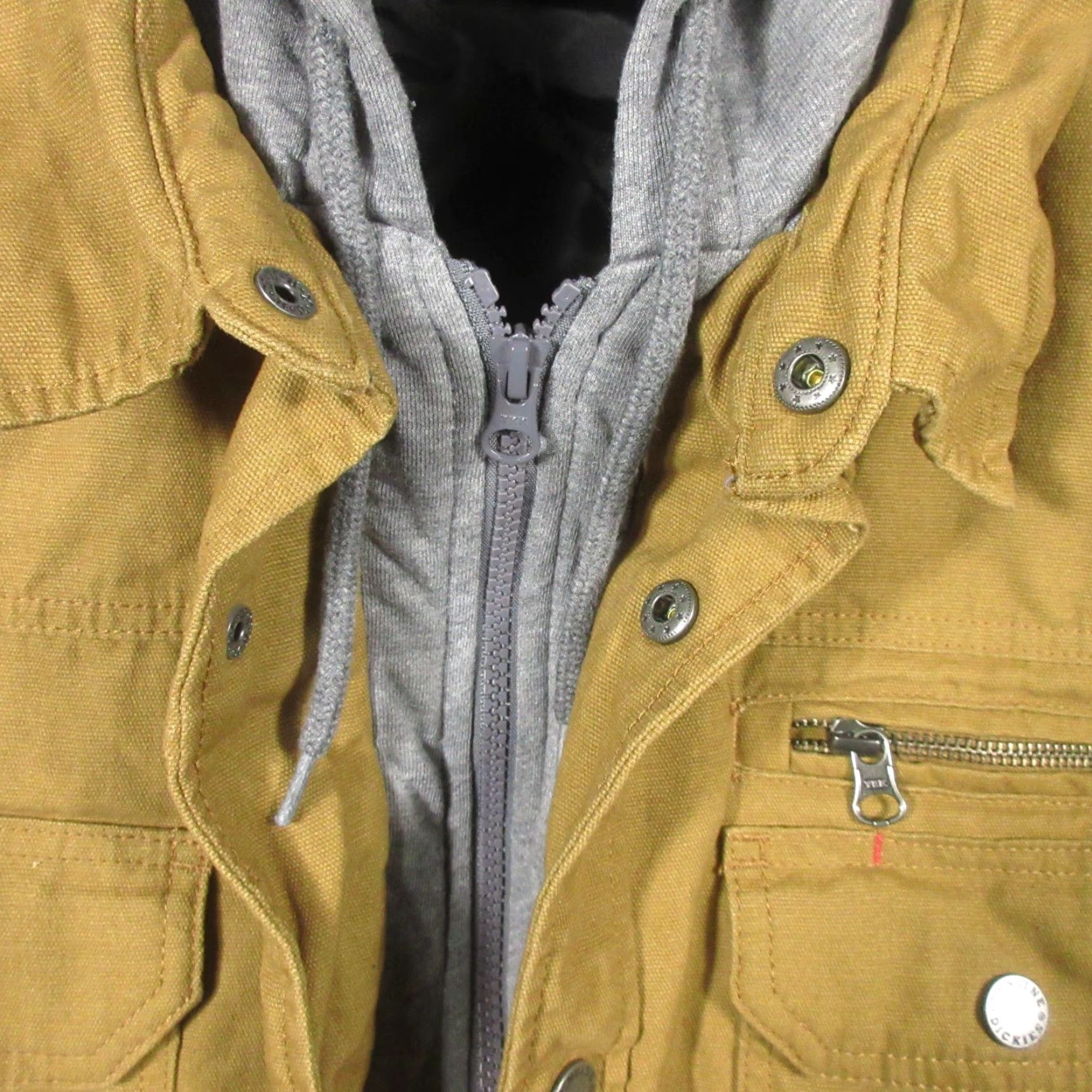Dickies Dickies Jacket Mens 2XL Hooded Canvas Insulated Work Coat Brown Zip Snap Full Zip Pockets Size US XXL / EU 58 / 5 - 7 Thumbnail