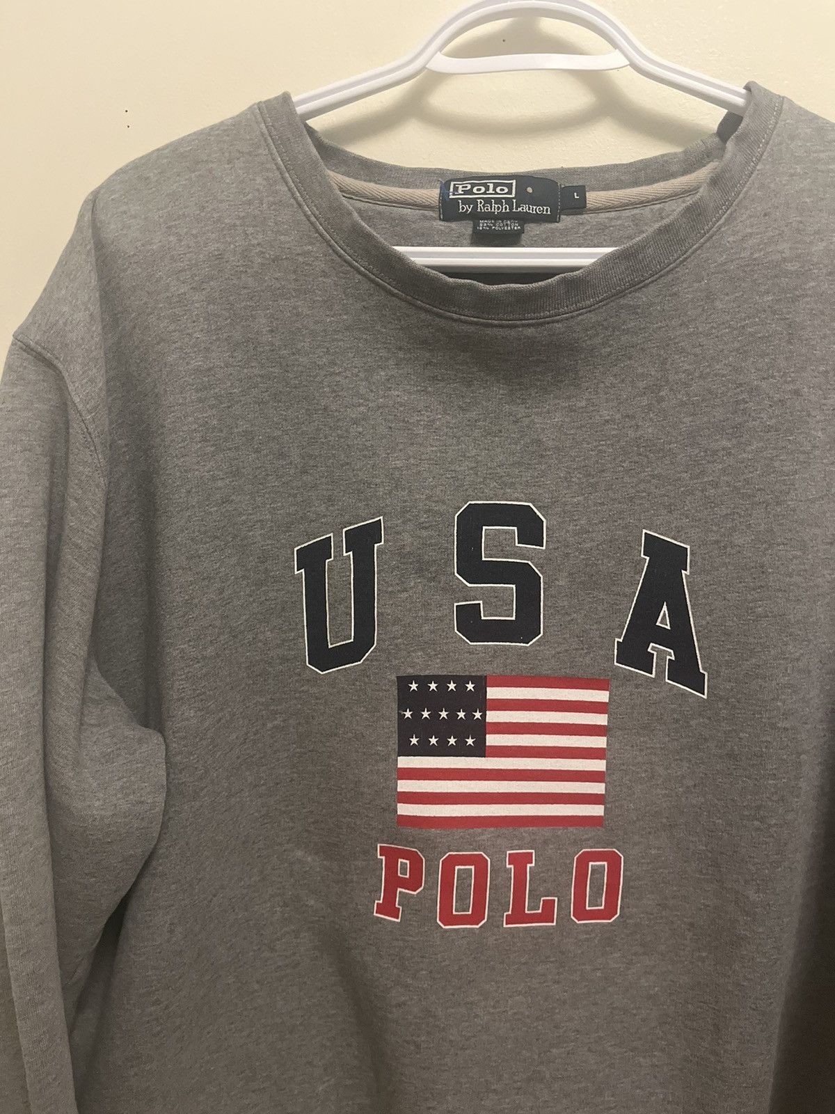 Polo Ralph Lauren Vintage Polo RL USA Flag Spellout Sweatshirt 90s 1992 Size US L / EU 52-54 / 3 - 2 Thumbnail