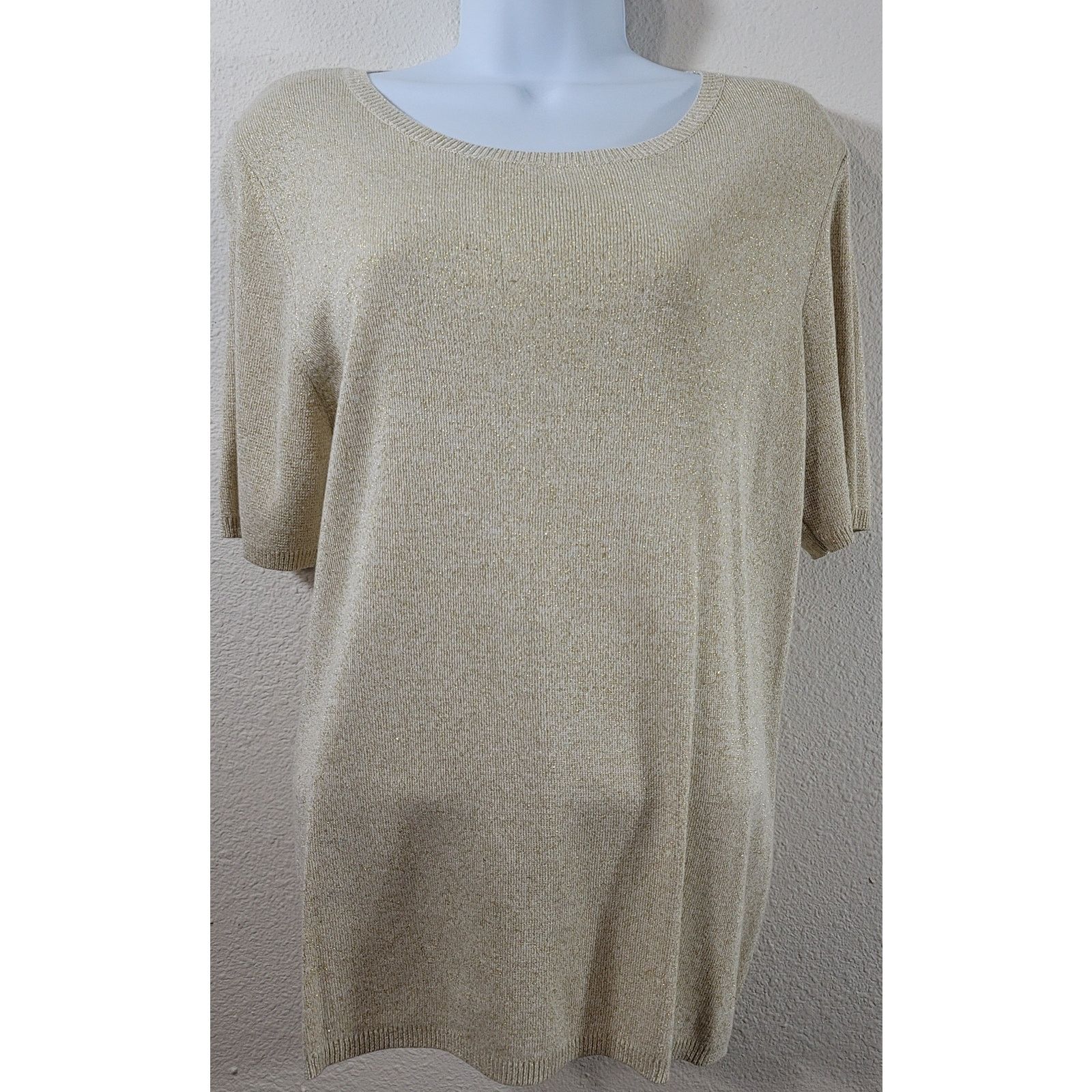 Other Draper's & Damon's Gold White Marled Round Neck Top Large Size L / US 10 / IT 46 - 1 Thumbnail