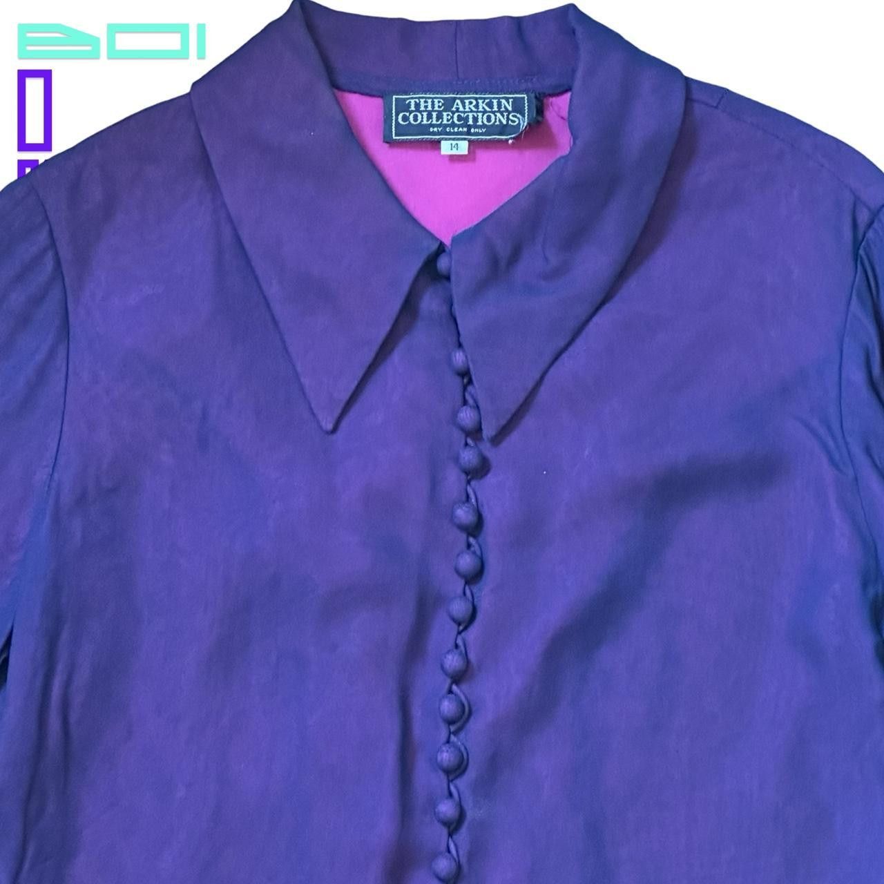 Vintage Vintage 70s Purple Organza button-up blouse - Small Size S / US 4 / IT 40 - 2 Thumbnail