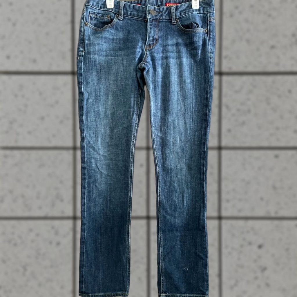 Express Express Stella Denim Jeans Womens 8R Blue Skinny Leg Regular Fit Low Rise Washed Size 30" / US 8 / IT 44 - 1 Thumbnail