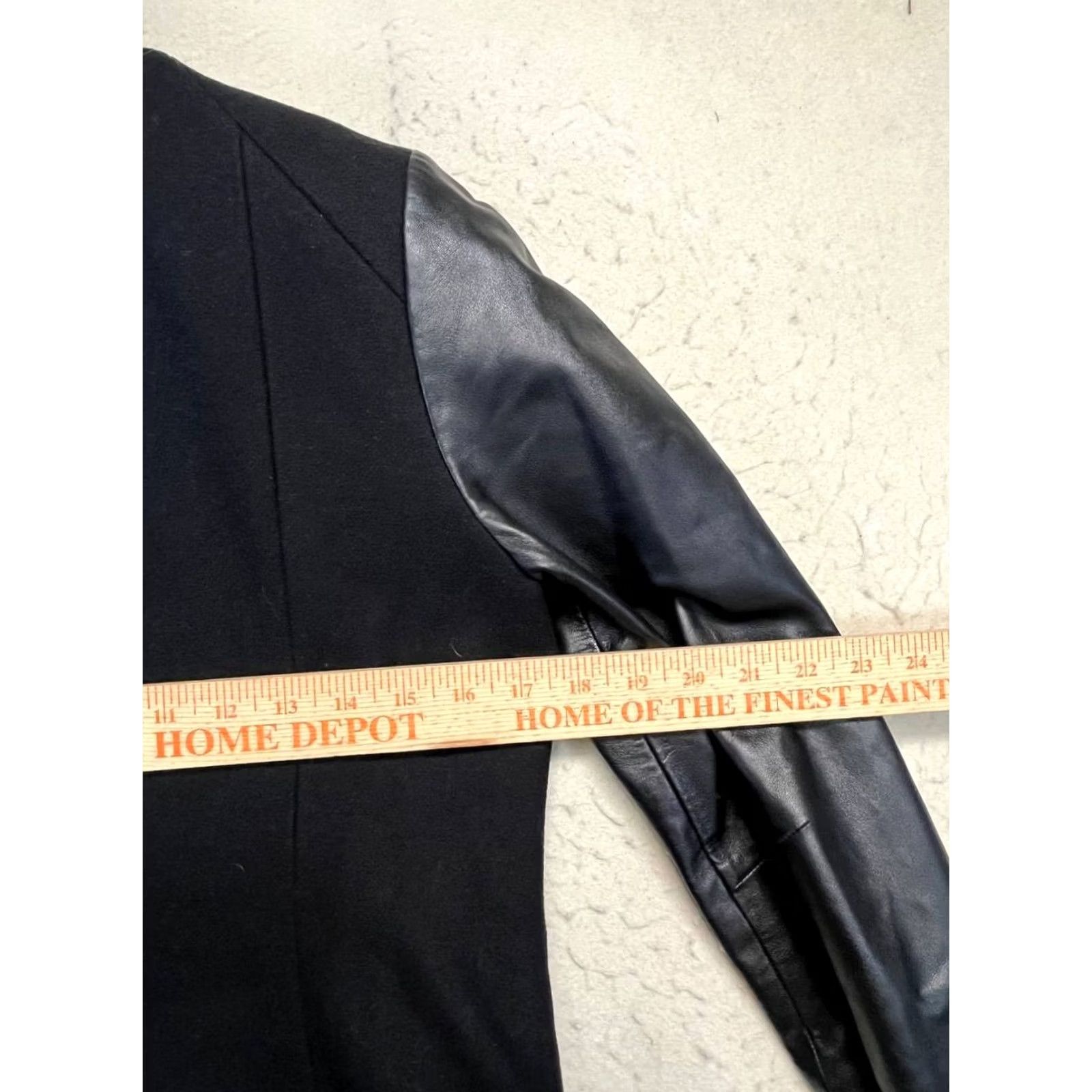 Vintage Valette Tweed Jacket Women’s Size M Black Contrast Leather Sleeve Moto Size M / US 6-8 / IT 42-44 - 3 Thumbnail
