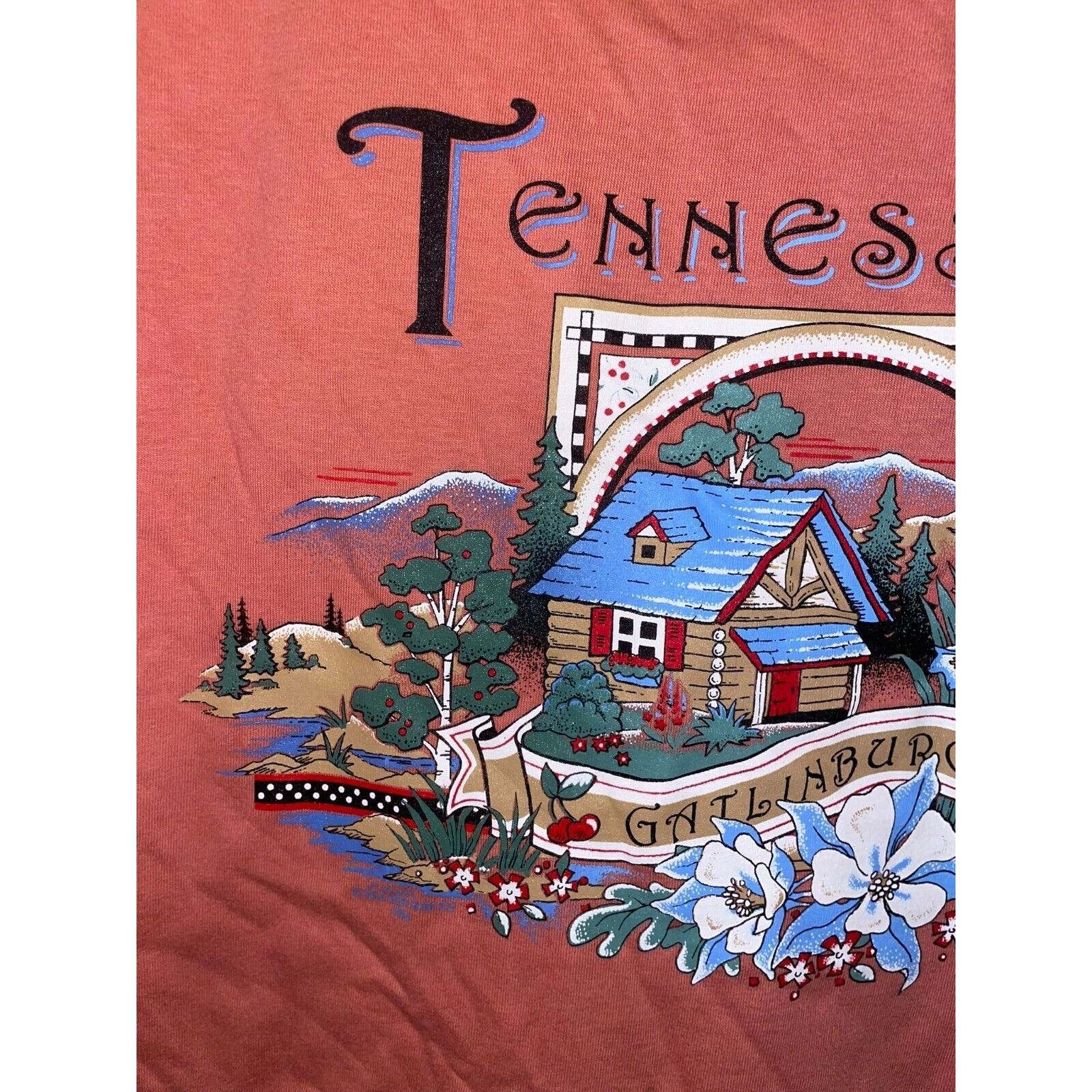 Jerzees Vintage Tennessee Gatlinburg Shirt Peach Pink Tee VTG 90s L Size US L / EU 52-54 / 3 - 2 Thumbnail