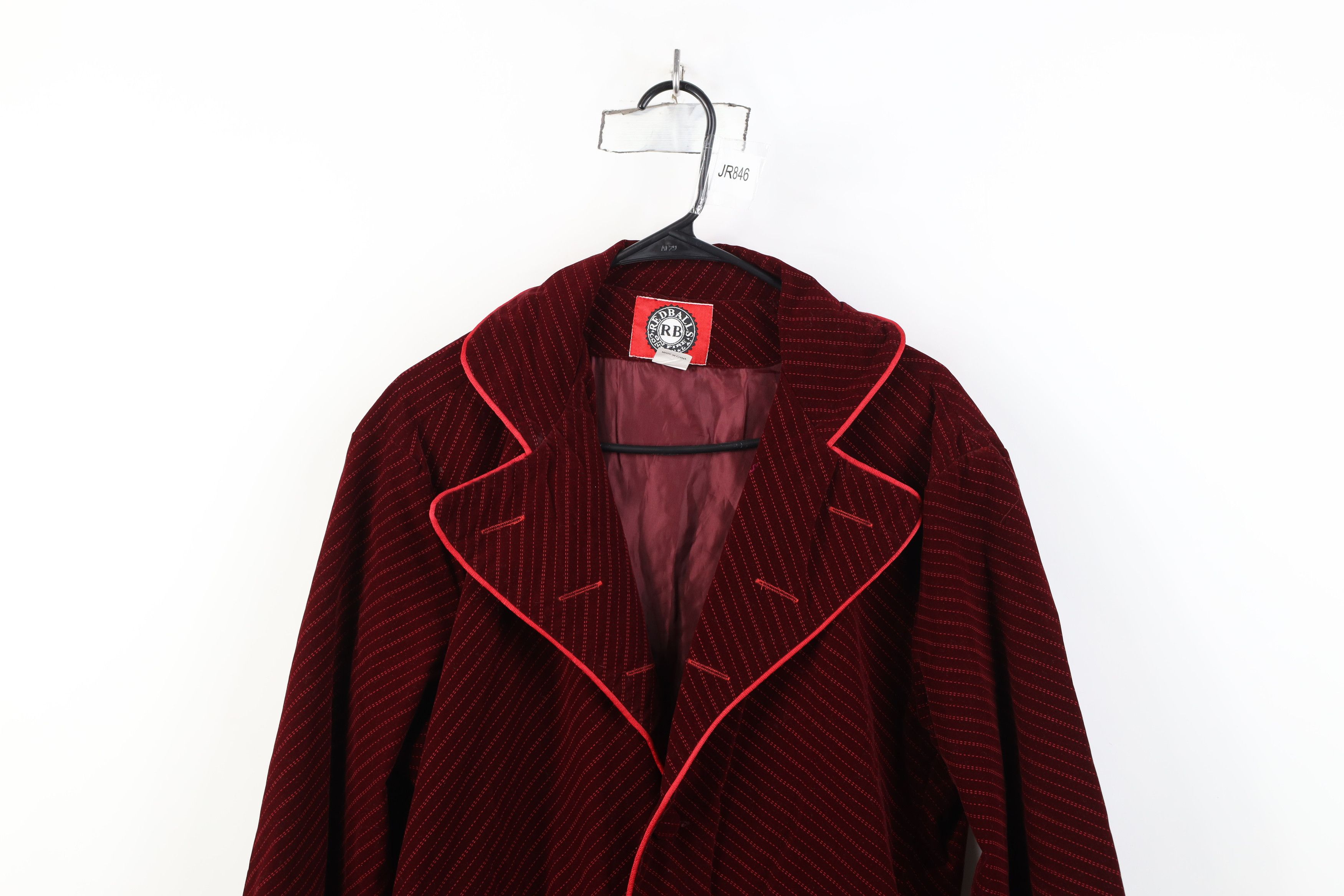 Vintage Vintage 90s Y2K Red Balls On Fire Velour Wonka Trench Coat Size US L / EU 52-54 / 3 - 2 Thumbnail
