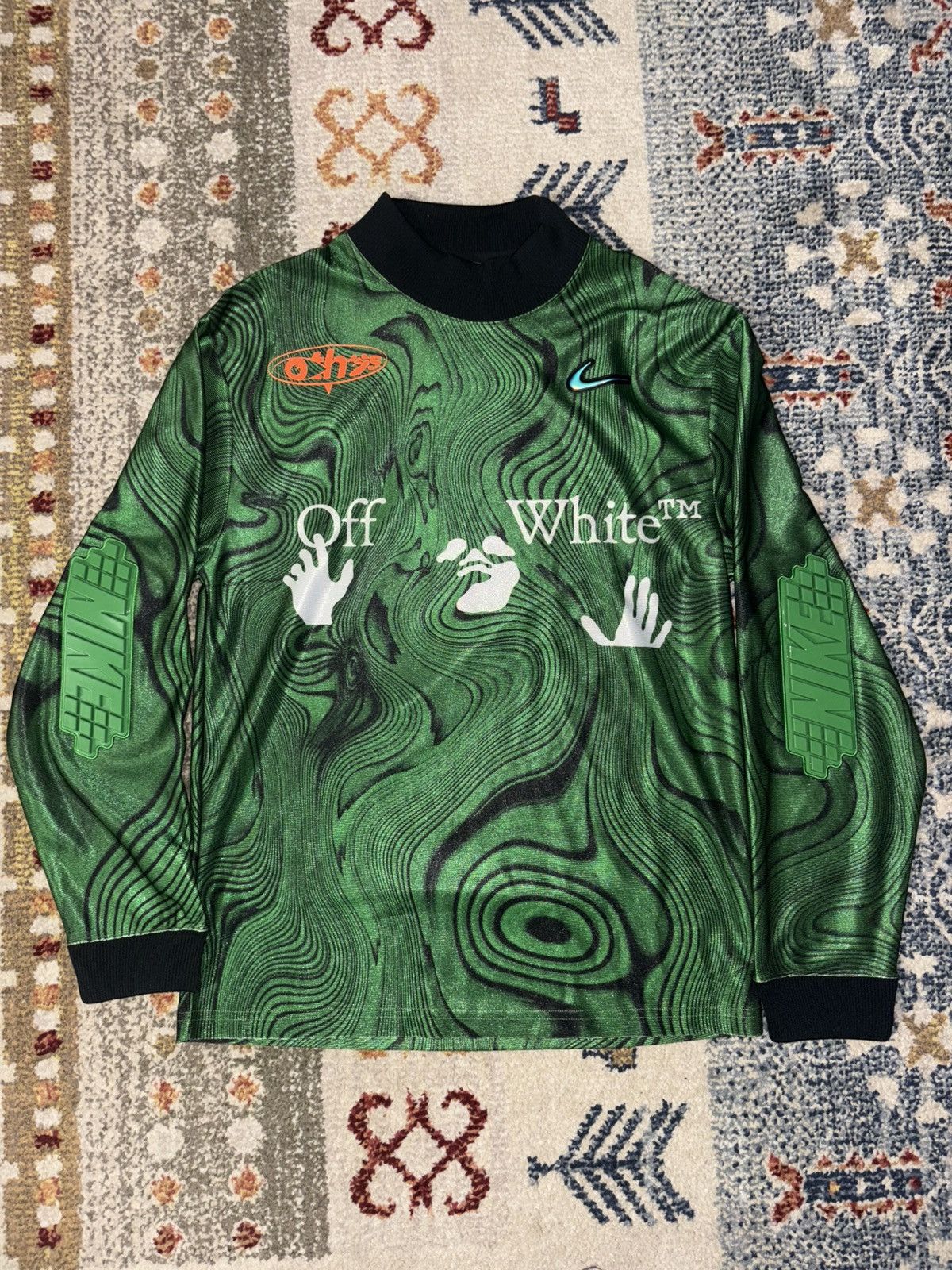 Nike × Off-White Nike x Off White Green Allover Printe Jersey Size US XS / EU 42 / 0 - 1 Thumbnail