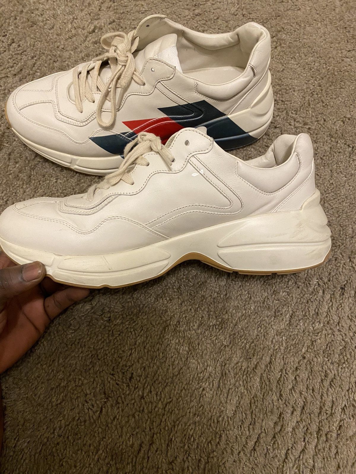 Gucci Gucci Men's White Leather Rhyton Sneaker Size US 10.5 / EU 43-44 - 9 Thumbnail