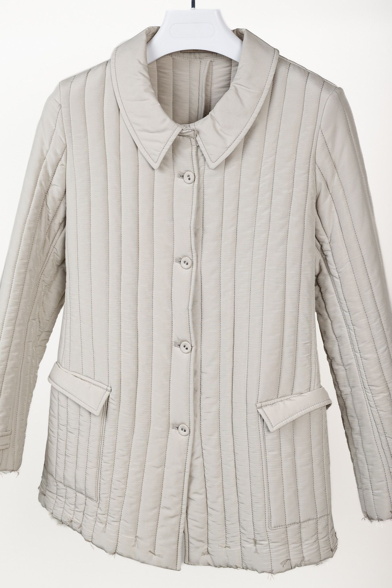 Bottega Veneta Bottega Veneta Taupe Grey Quilted Silk Collared Jacket Size S / US 4 / IT 40 - 3 Thumbnail