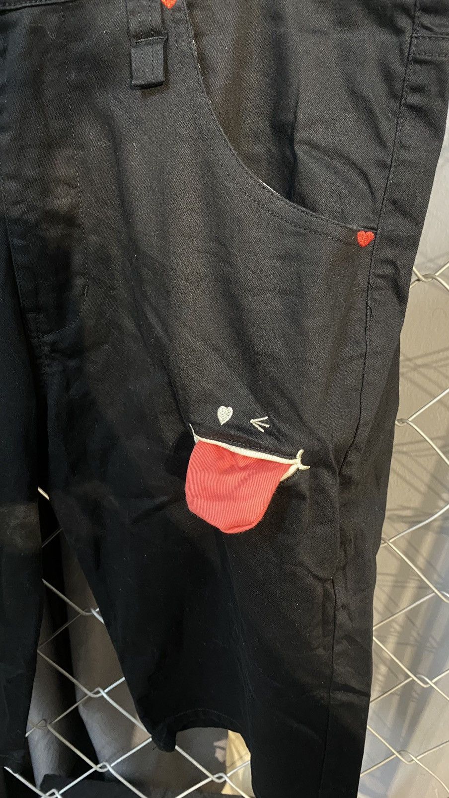 Designer × Japanese Brand UP SMILE😛 BIG LOVE SHORT PANTS BLACK MADEINSMILE JAPAN Size US 35 - 4 Thumbnail