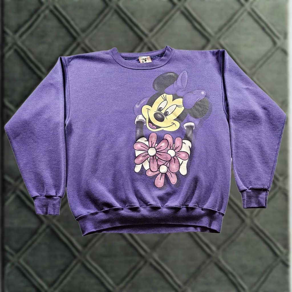 Disney Vintage Disney Minnie Mouse Sweatshirt Womens Medium Purple Graphic USA 90s Pullover Size M / US 6-8 / IT 42-44 - 1 Thumbnail