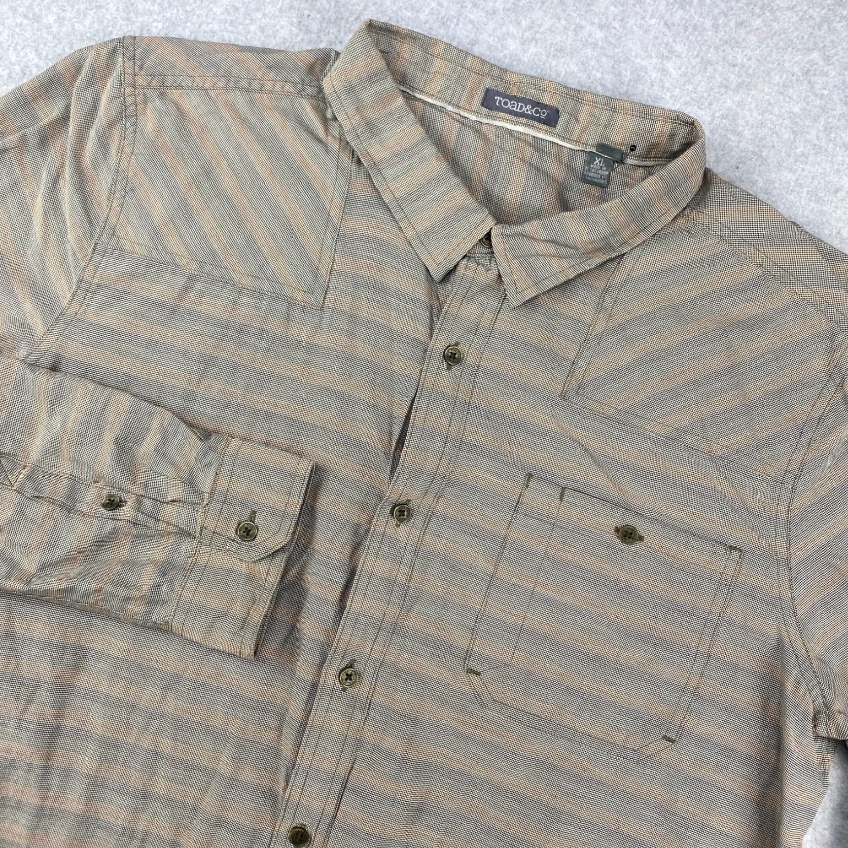Toad&Co Toad&Co Shirt Mens XL Long Sleeve Button Up Pocket Mini Houndstooth Gray Size US XL / EU 56 / 4 - 2 Thumbnail