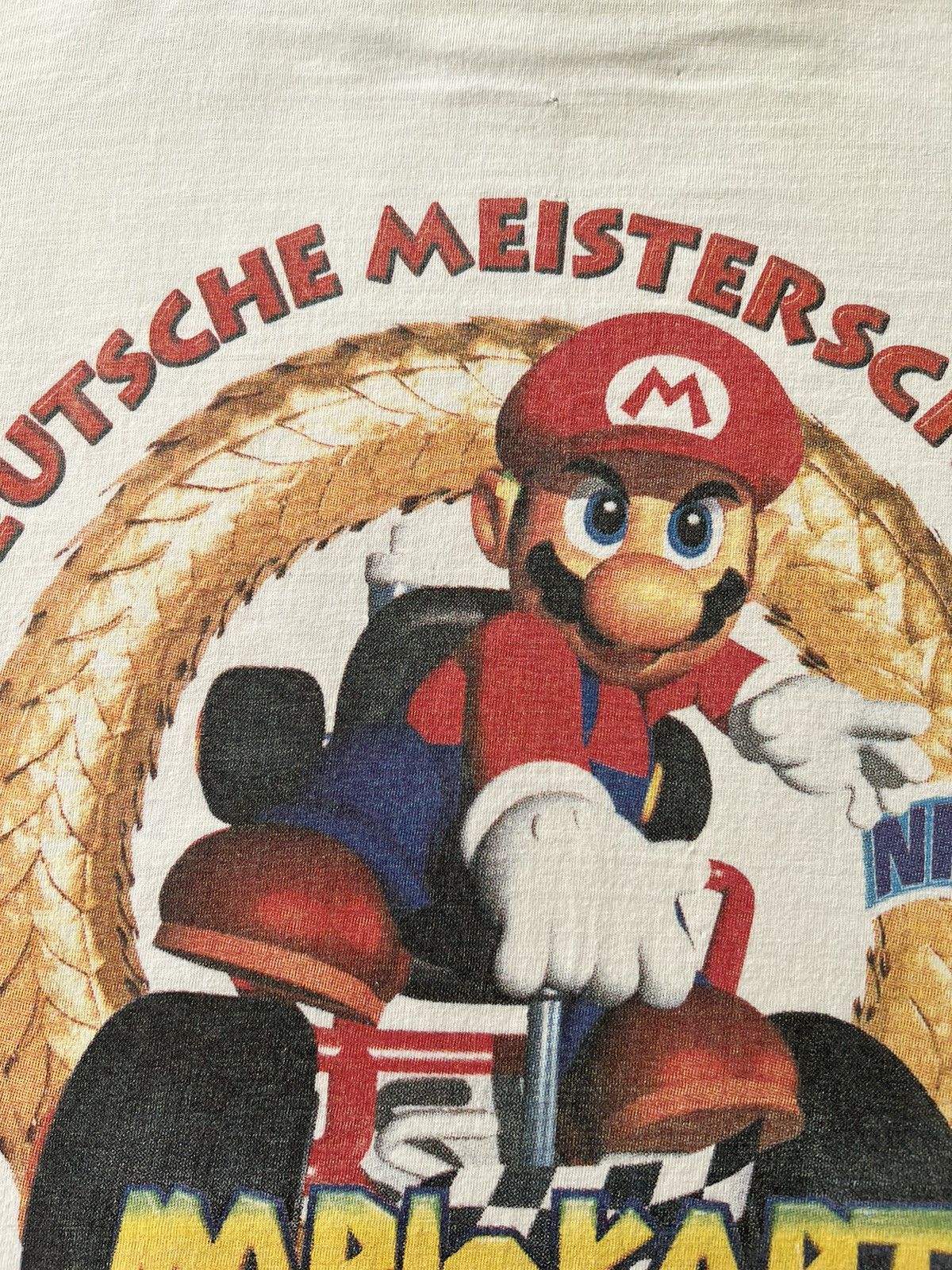 Nintendo Vintage 90s Mario Kart Nintendo 64 Video Game White T-shirt Size US L / EU 52-54 / 3 - 16 Thumbnail
