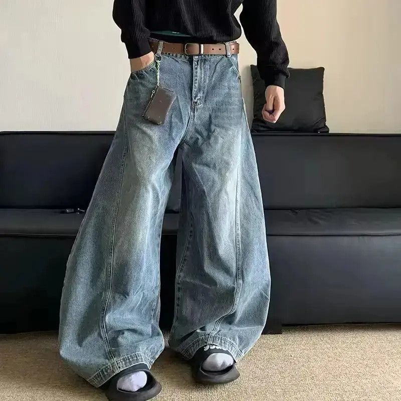 Japanese Brand Vintage design washed baggy banana wide leg jeans Size US 34 / EU 50 - 6 Thumbnail