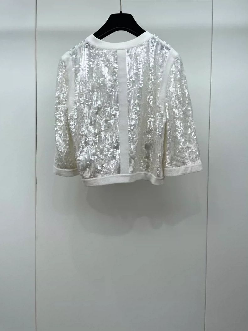 Chanel Chanel 22S white sequin short jacket Size XS / US 0-2 / IT 36-38 - 2 Thumbnail