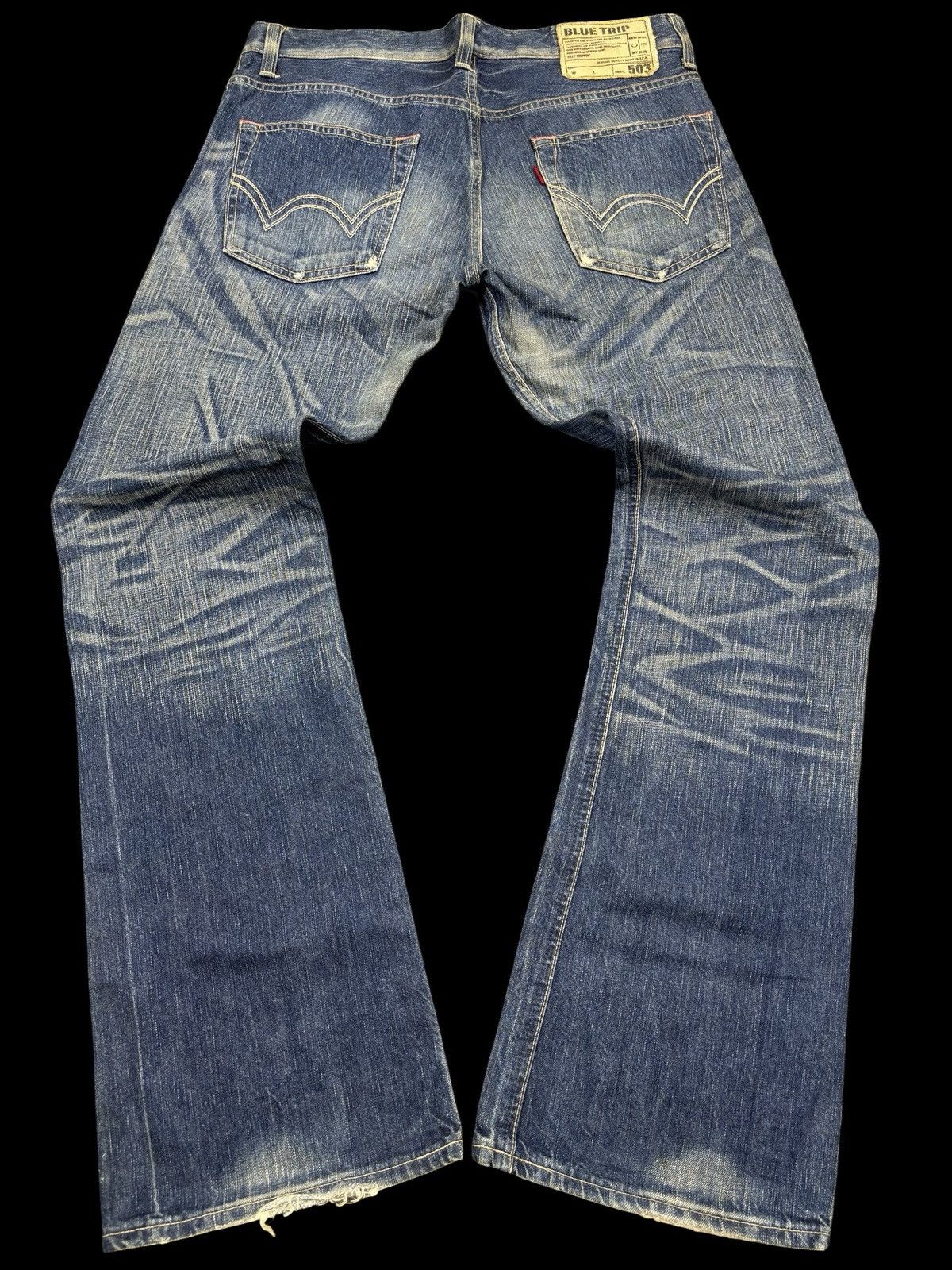 Edwin 💥Insane Flare💥Edwin Raw Fades Blue Trip Denim F842 Size US 34 / EU 50 - 2 Thumbnail
