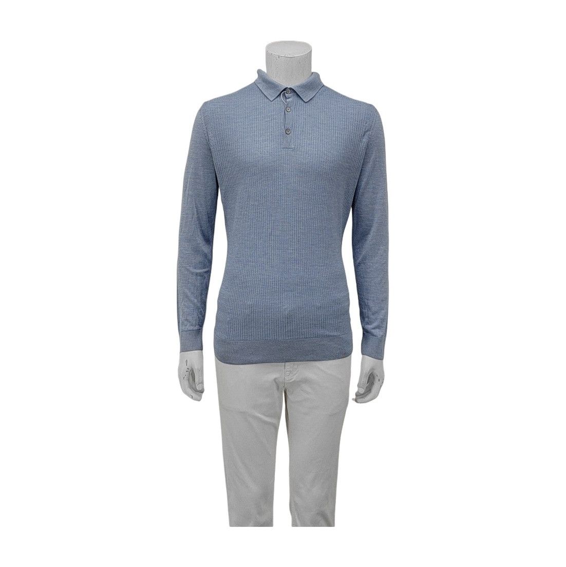 Hugo Boss Hugo Boss Blue Silk Long Sleeve Polo Sweater Size L Size US L / EU 52-54 / 3 - 1 Thumbnail