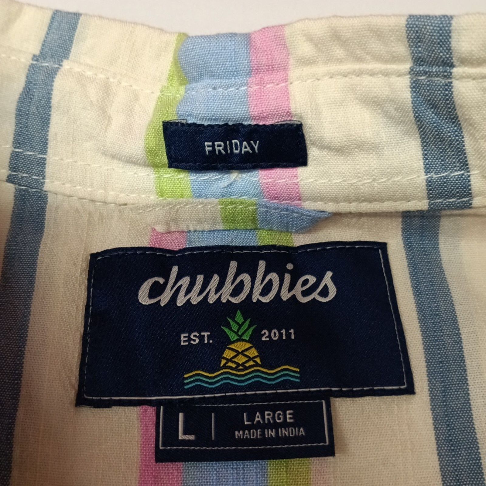 Chubbies Chubbies Soft Serve Friday Shirt Men's L Striped Multicolor Size US L / EU 52-54 / 3 - 3 Thumbnail