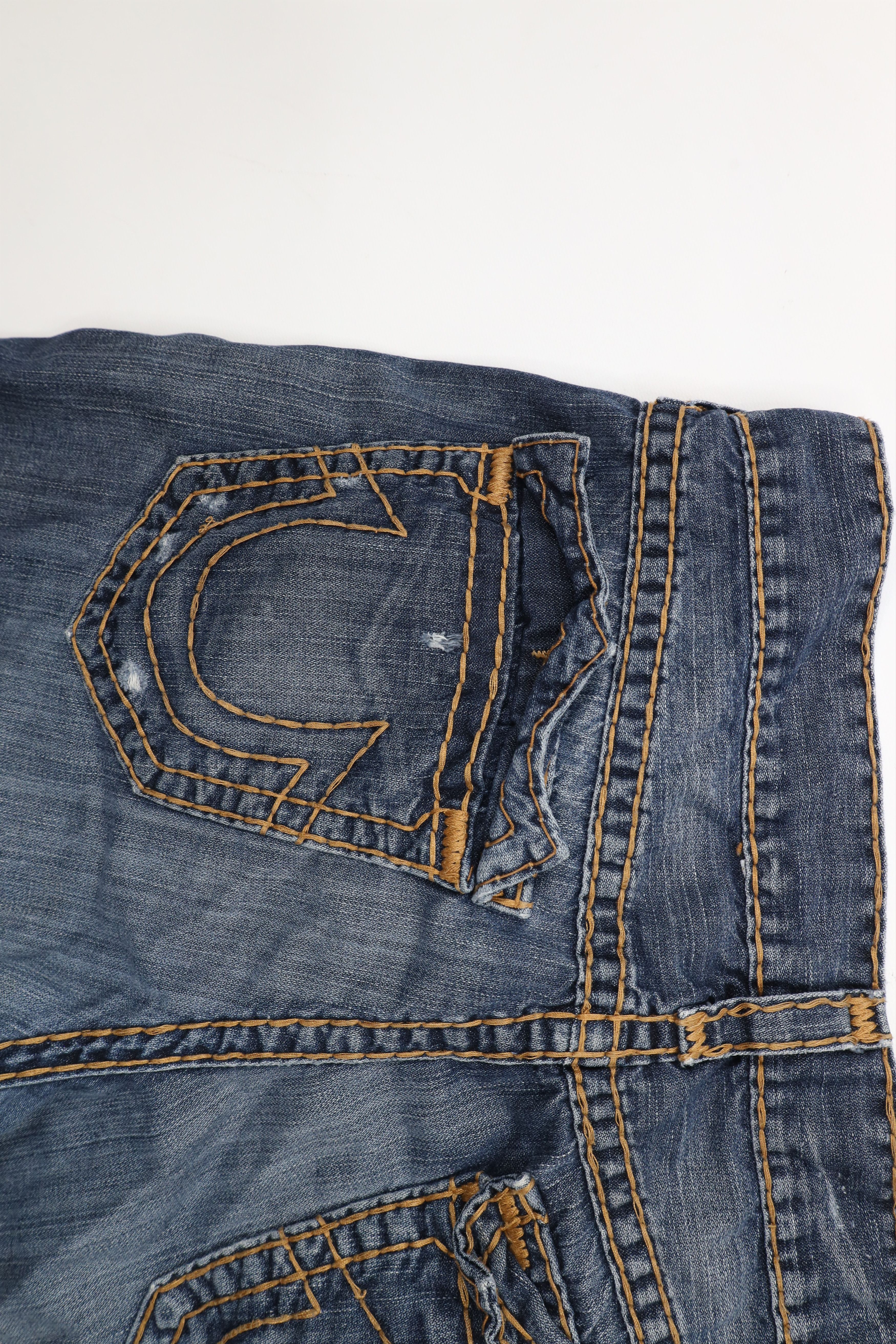 True Religion × Vintage True Religion Relaxed Slim Thick Stitch Denim Jeans USA Blue Size US 36 / EU 52 - 16 Thumbnail