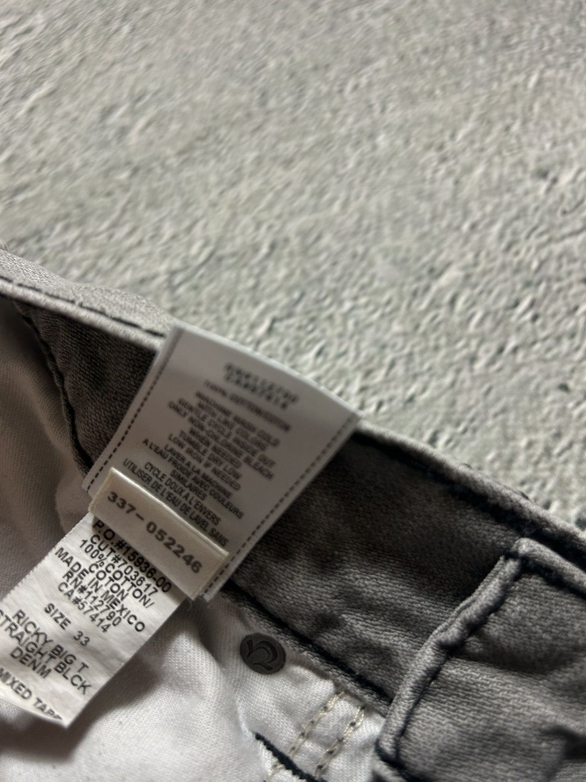 True Religion True Religion jeans grey black thick stitching Ricky Size US 33 - 13 Thumbnail