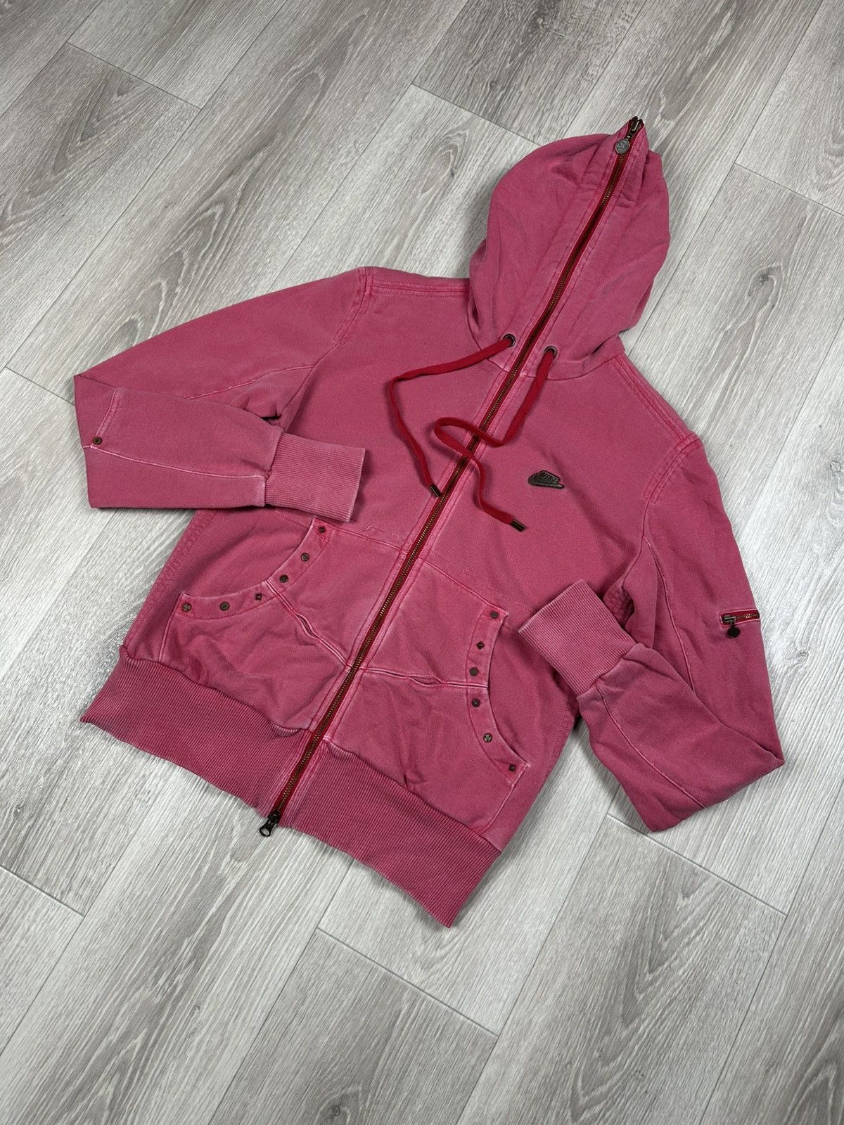Nike × Vintage Vintage Nike Full Zip Up Pink Hoodie Size Women’s L Size L / US 10 / IT 46 - 3 Thumbnail