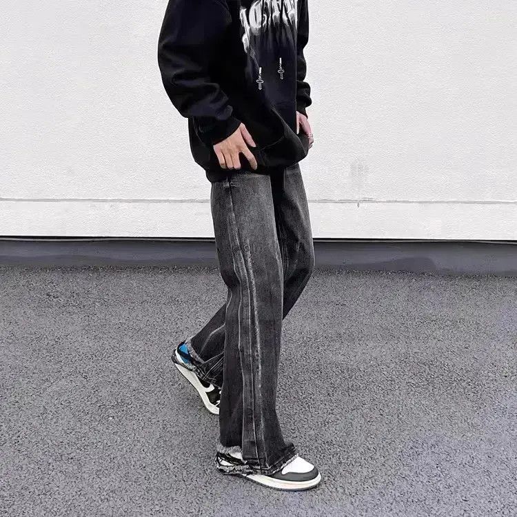 Japanese Brand Loose fitting straight black gray jeans Size US 32 / EU 48 - 6 Thumbnail