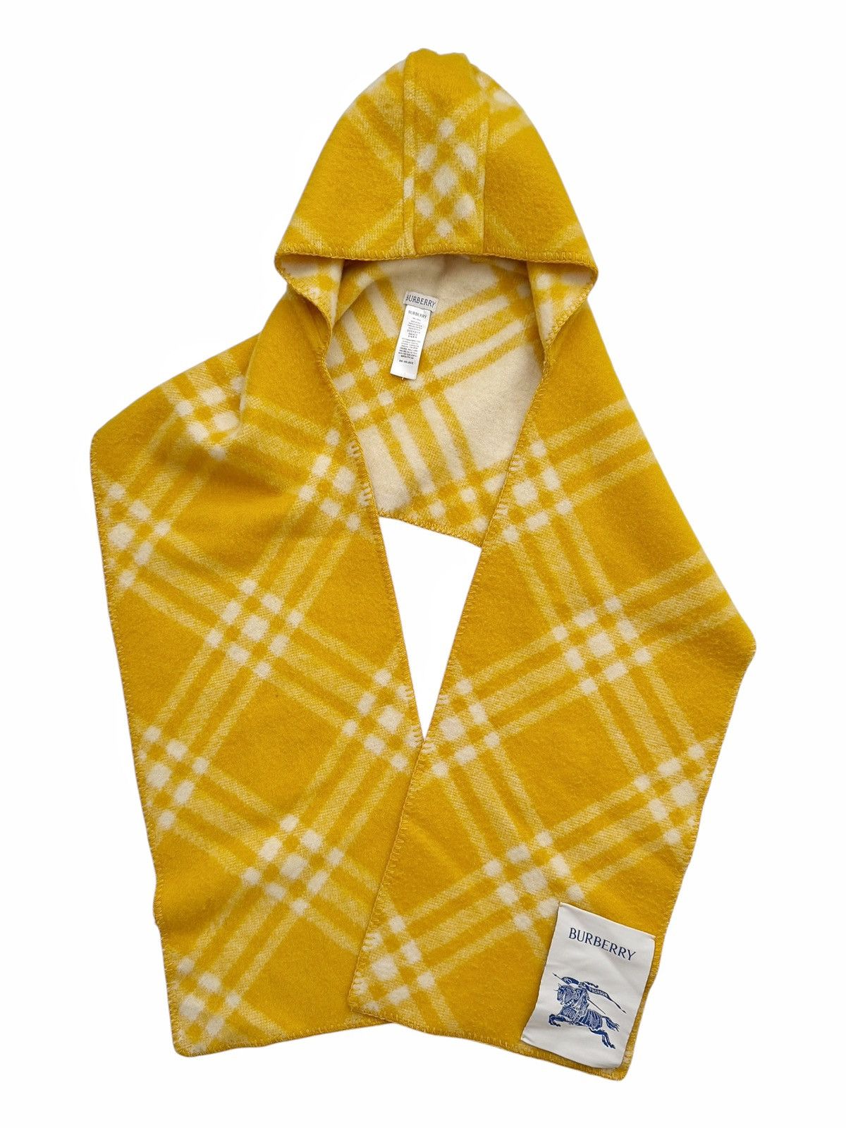 Burberry $1300 Yellow Check Hooded Wool Scarf Size ONE SIZE - 3 Thumbnail