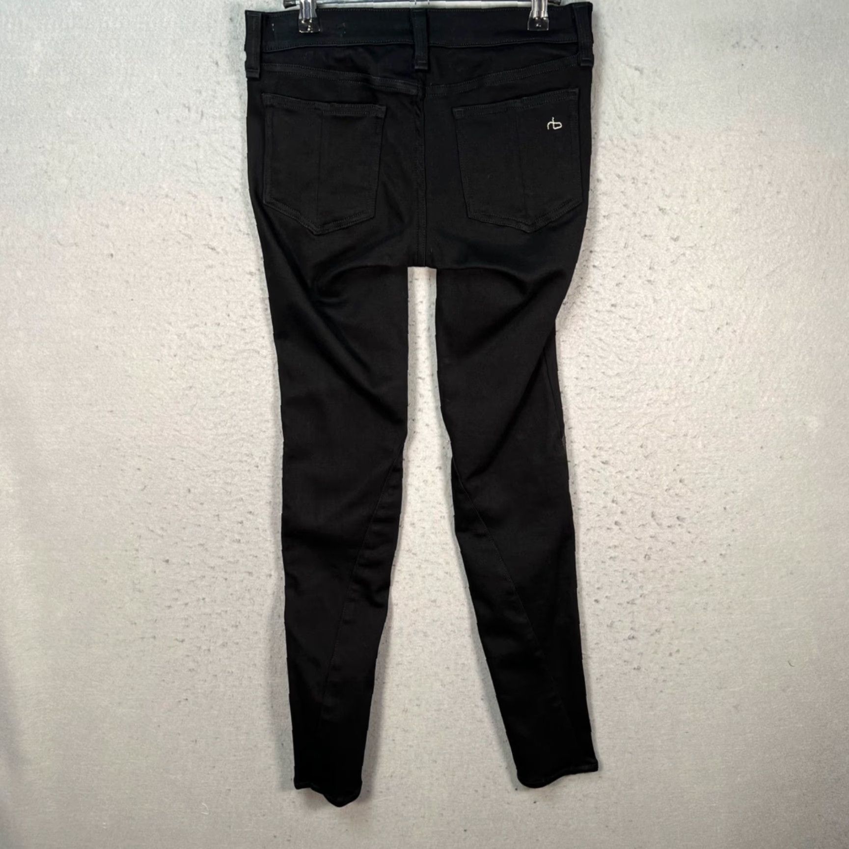 Rag & Bone Rag & Bone Womens Jeans 27 Blackout Moto Skinny Faux Leather Knee Panels Denim 5-Pocket Stretch Slimmed Rise Low 29in Inseam Adult Regular Womens Size 27" / US 4 / IT 40 - 2 Thumbnail