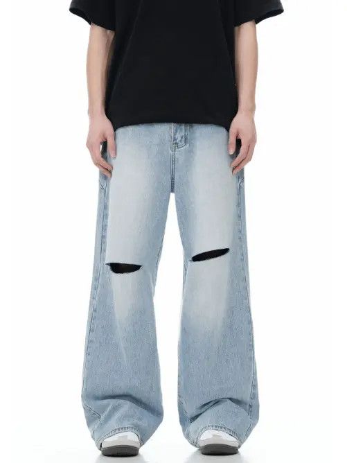VIBE American retro washed versatile ripped trendy jeans Size US 32 / EU 48 - 5 Thumbnail