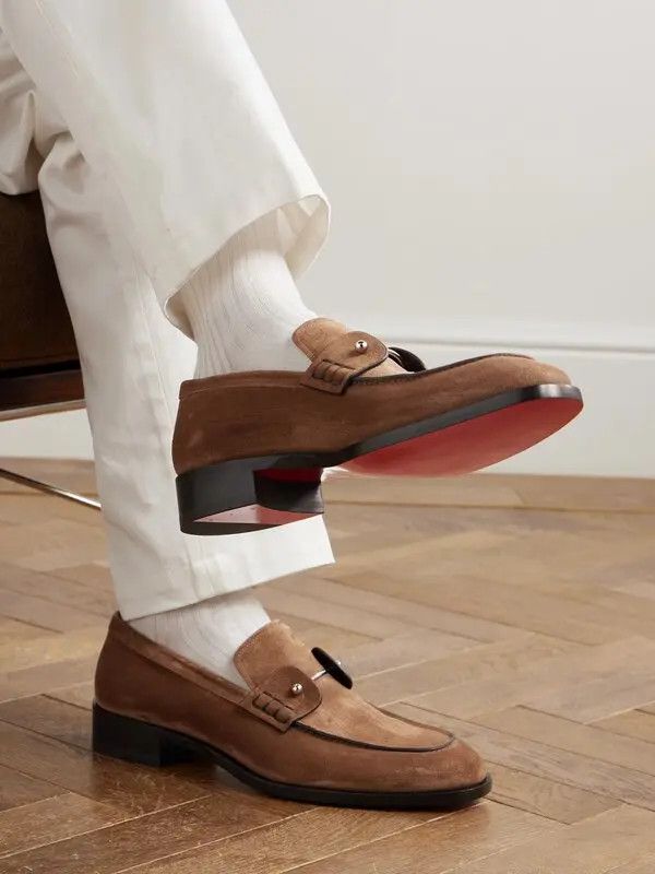 Christian Louboutin os11x0526 Chambelimoc Suede Loafers in Brown Size US 10 / EU 43 - 2 Thumbnail
