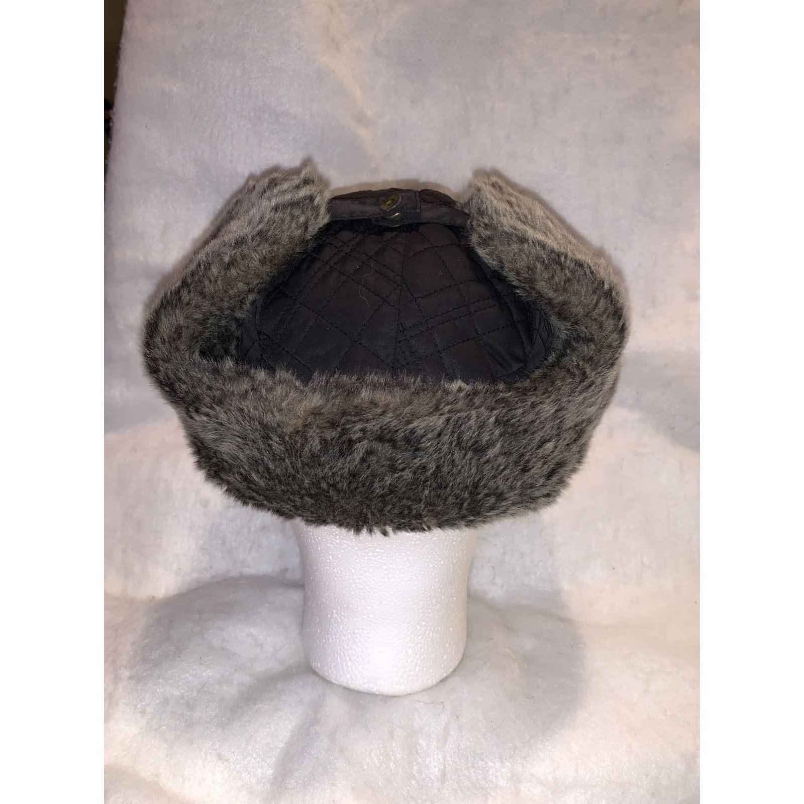 Eddie Bauer VINTAGE Eddie Bauer Trapper Hat Women L/xl Faux Fur Trim Black Brown Gray Fur Trim Mens Womens Size ONE SIZE - 3 Thumbnail