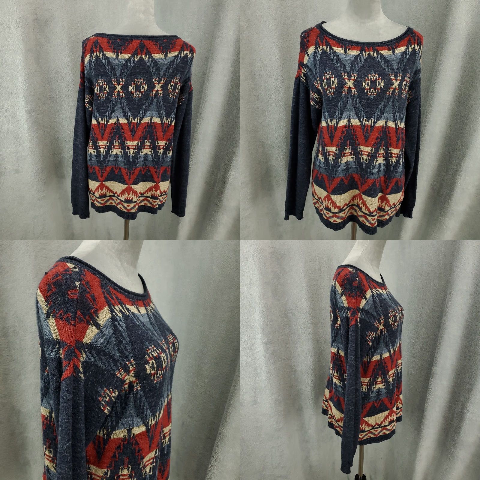Chaps Chaps Sweater Geometric Pullover Womens Petite Large Multicolor Aztec Western Knit Boat Neck Long Sleeve Casual Travel Pullover Women PL Boys? Size L / US 10 / IT 46 - 8 Thumbnail