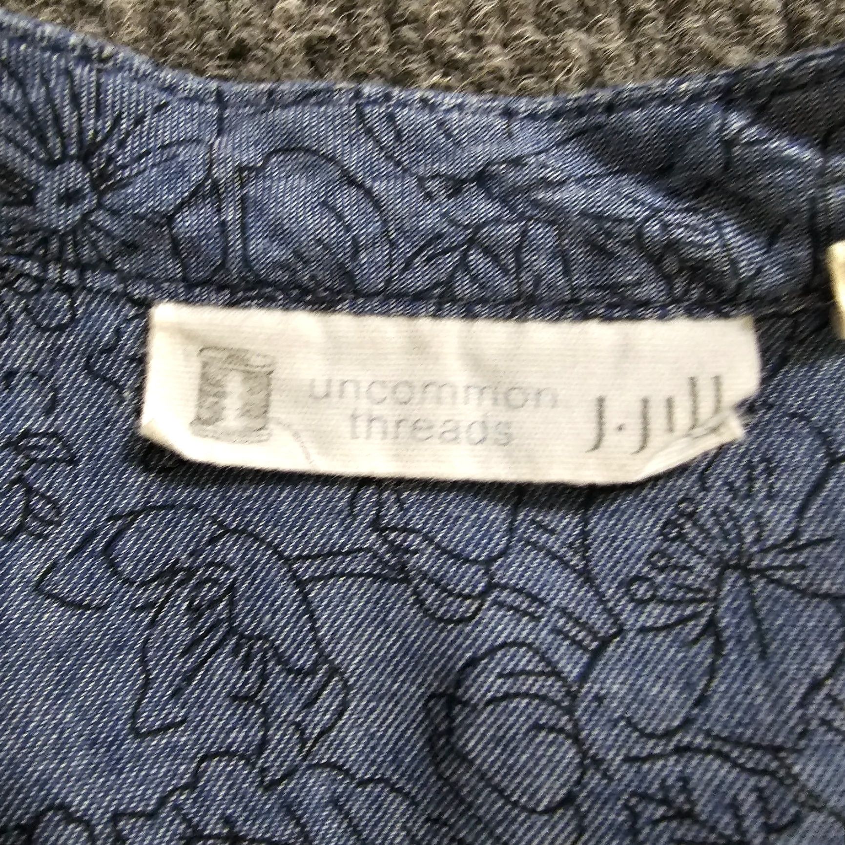 J. Jill J Jill Top Womens Medium Blue Denim Chambray Floral Embroidered Western Blouse Shirt Mens? Size M / US 6-8 / IT 42-44 - 3 Thumbnail