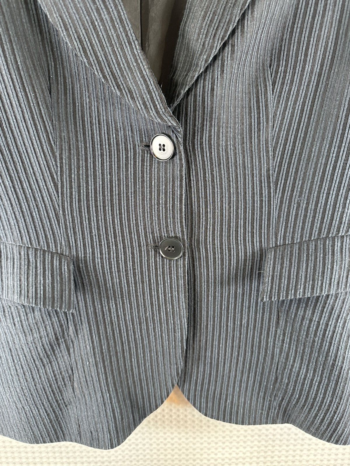 Emporio Armani Emporio Armani Black & Gray Ribbed Pinstripe Blazer Jacket Size XL / US 12-14 / IT 48-50 - 4 Thumbnail