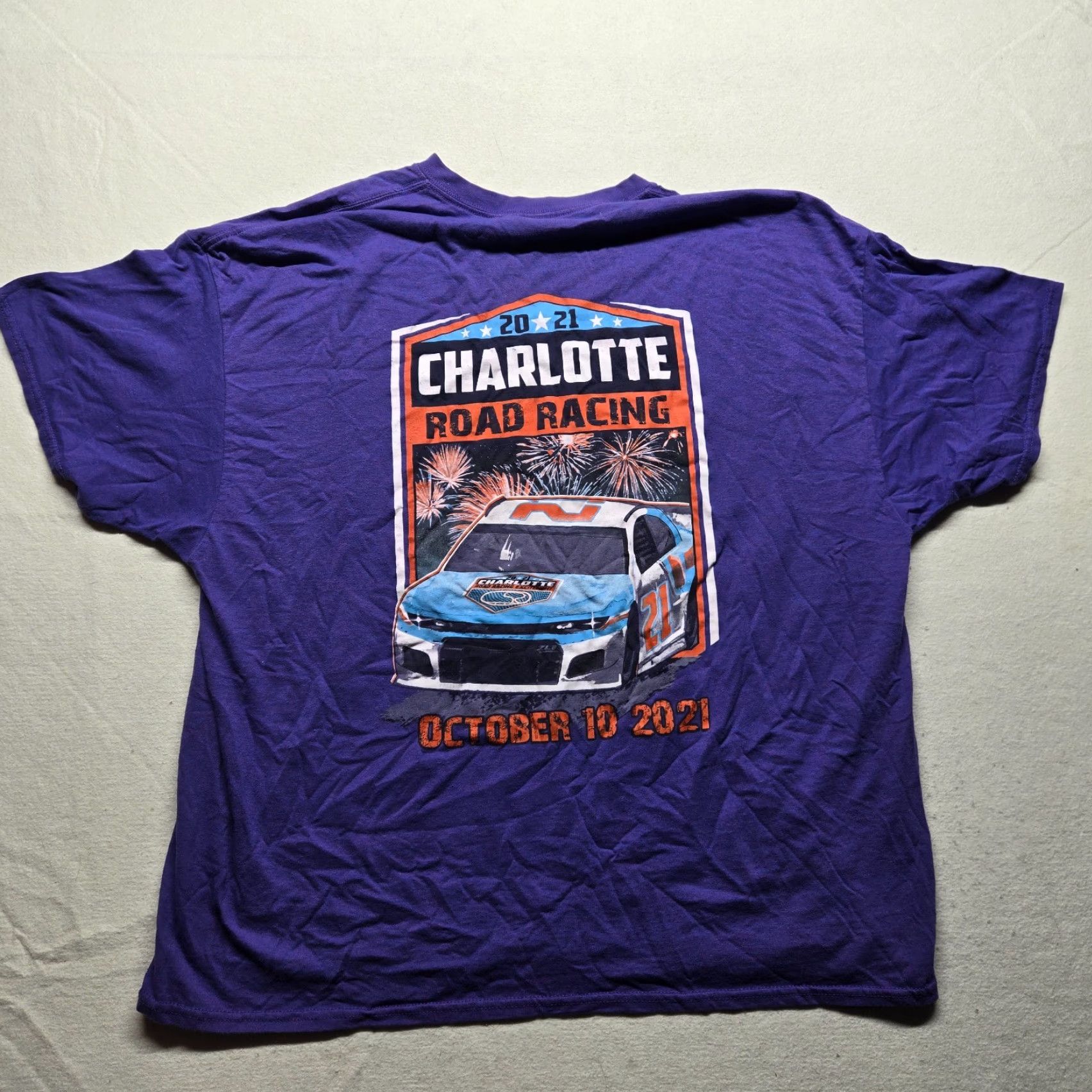 Vintage Charlotte NC Short Track Racing October 2021 Shirt T-Shirt Men's 3XL XXXL Purple Cotton Knit Logo Crew Neck Short Sleeve Vintage: No Size US XXL / EU 58 / 5 - 8 Thumbnail